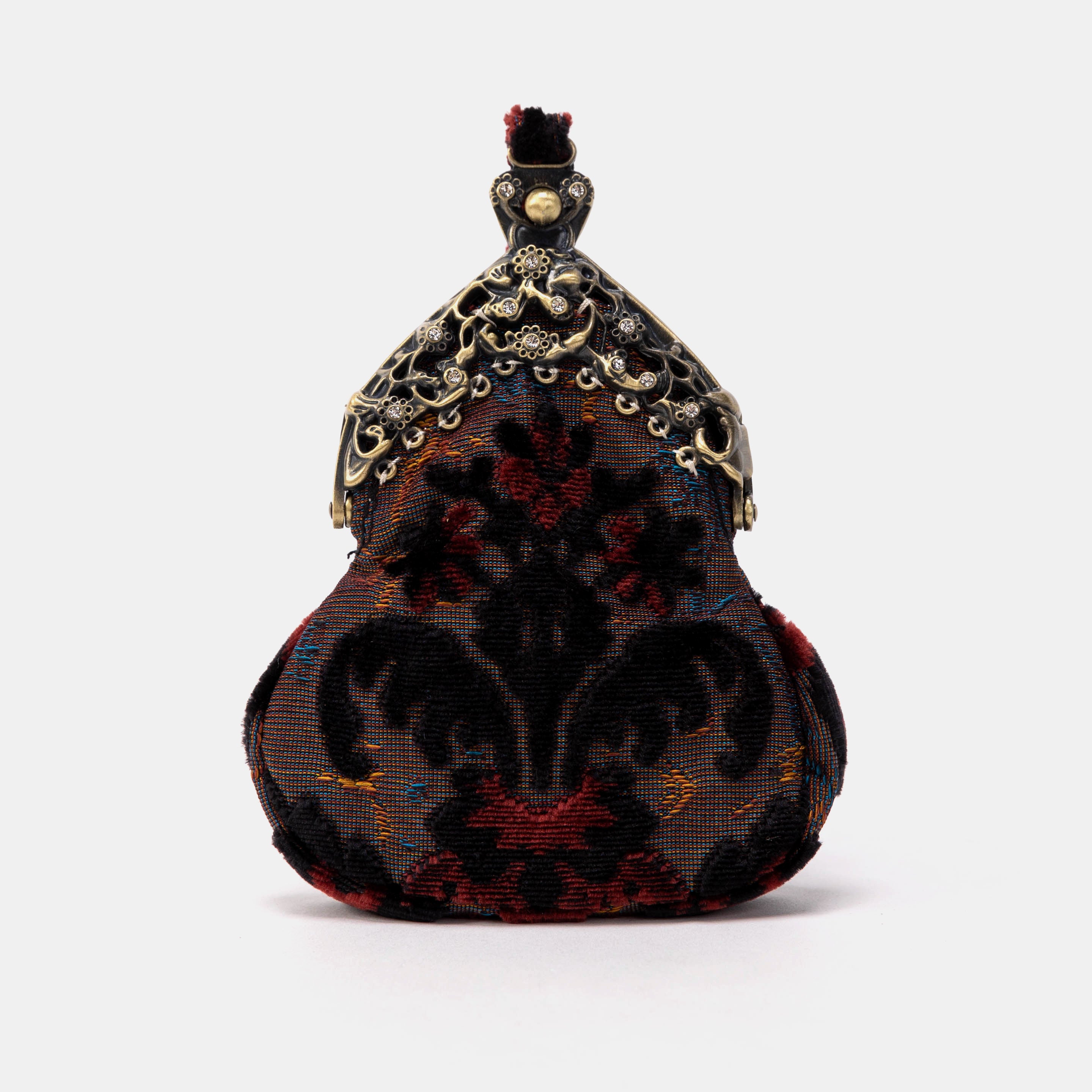 Burnout Velvet Revival Sephia Chatelaine Purse Wristlet Bag