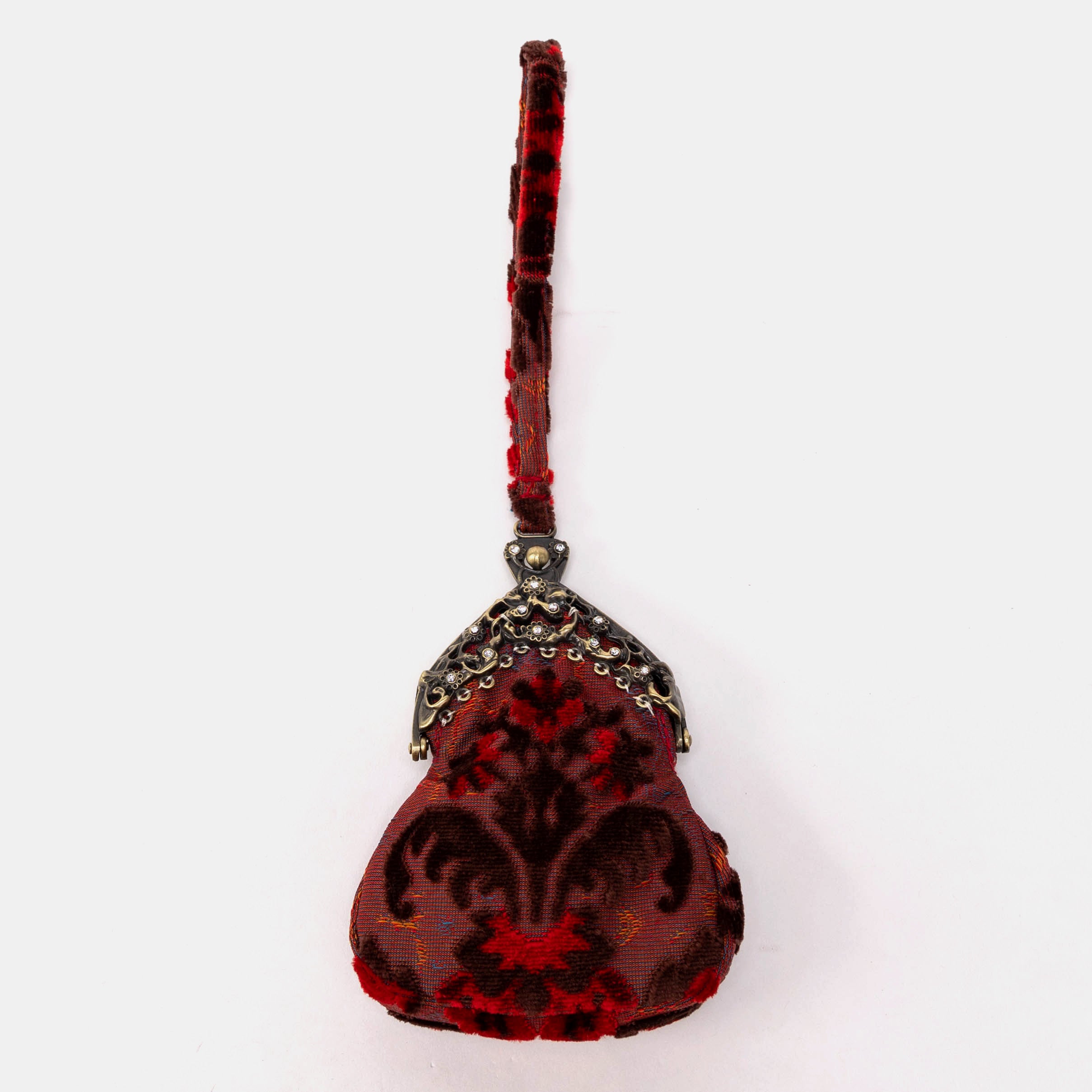 Burnout Velvet Revival Scarlet Chatelaine Purse Wristlet Bag