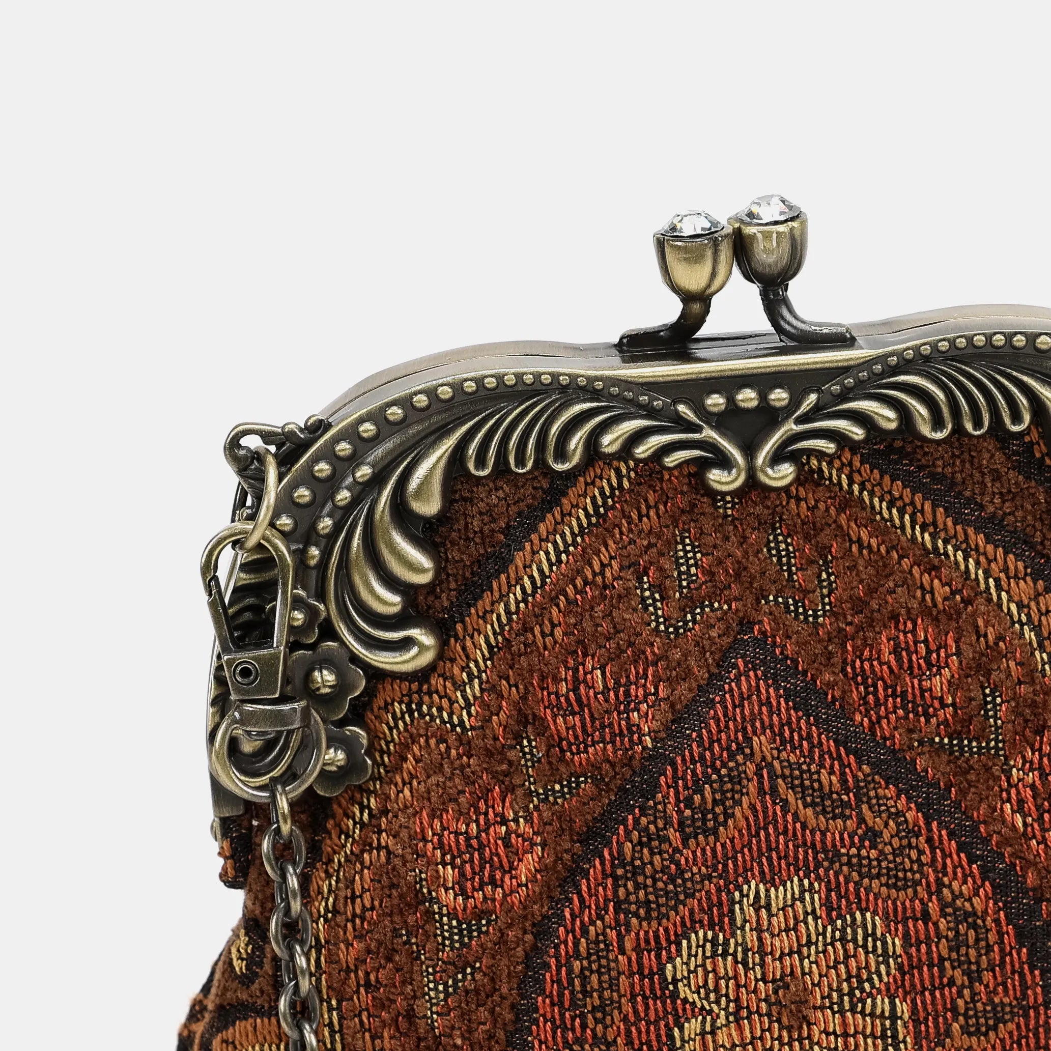 Damask D. Brown Chatelaine Purse Medium Carpetbag of America detail