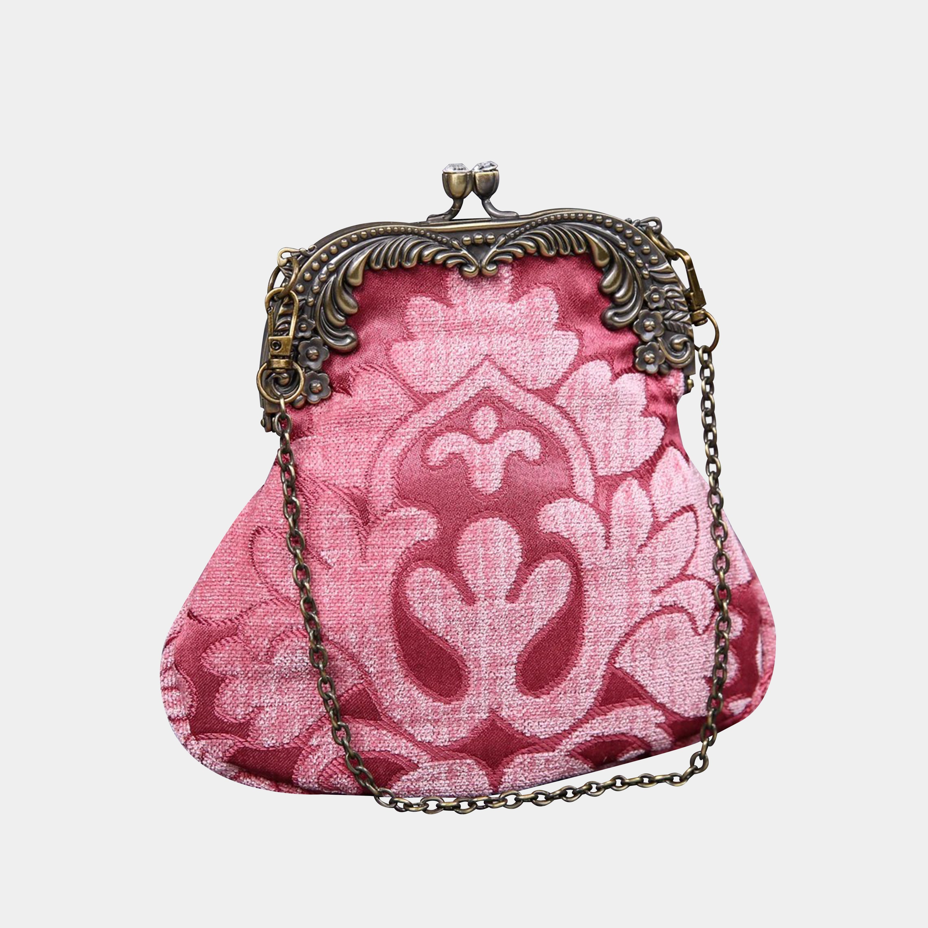 Queen Rose Pink Chatelaine Purse Medium carpet bag MCW Handmade