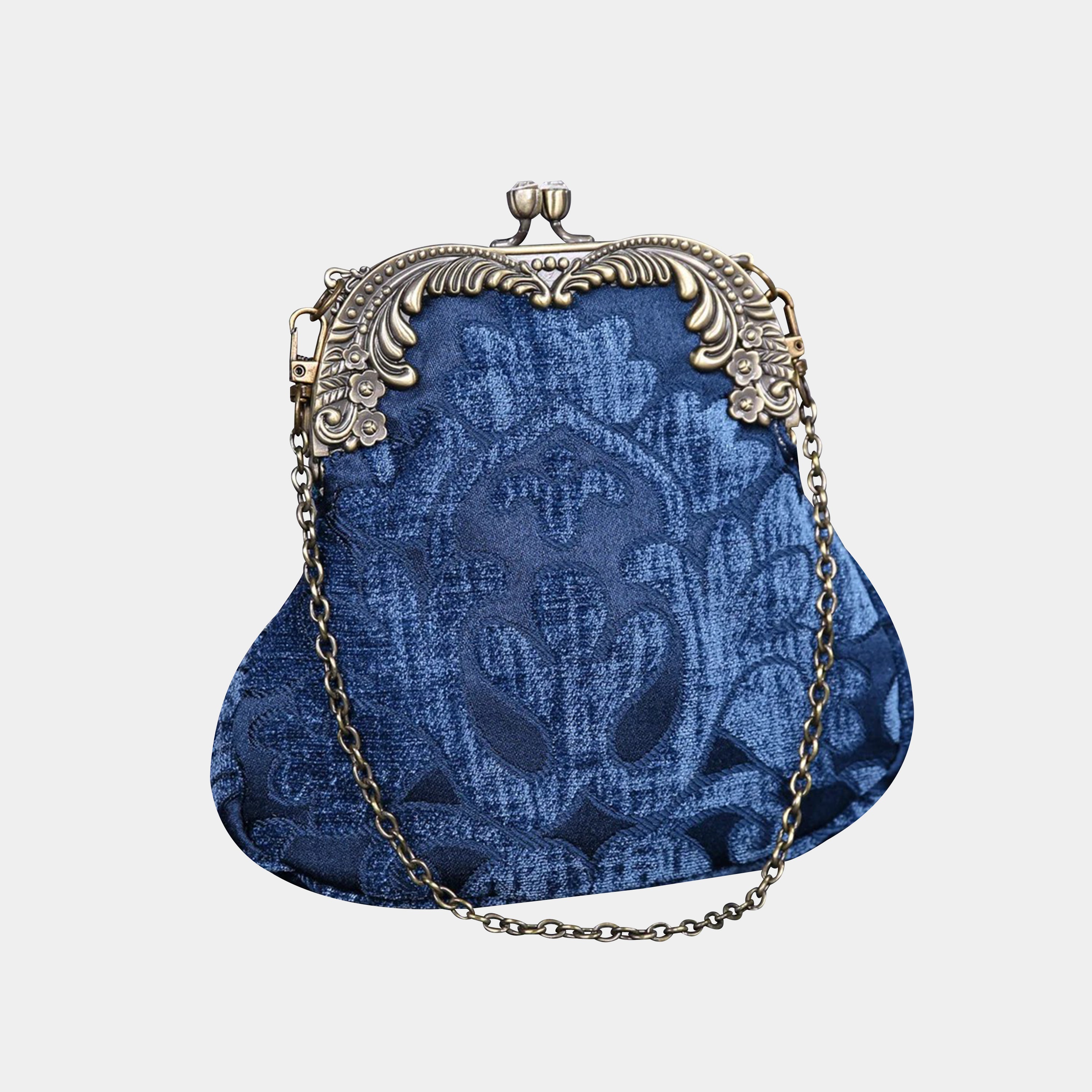Queen Royal Blue Chatelaine Purse Medium carpet bag MCW Handmade