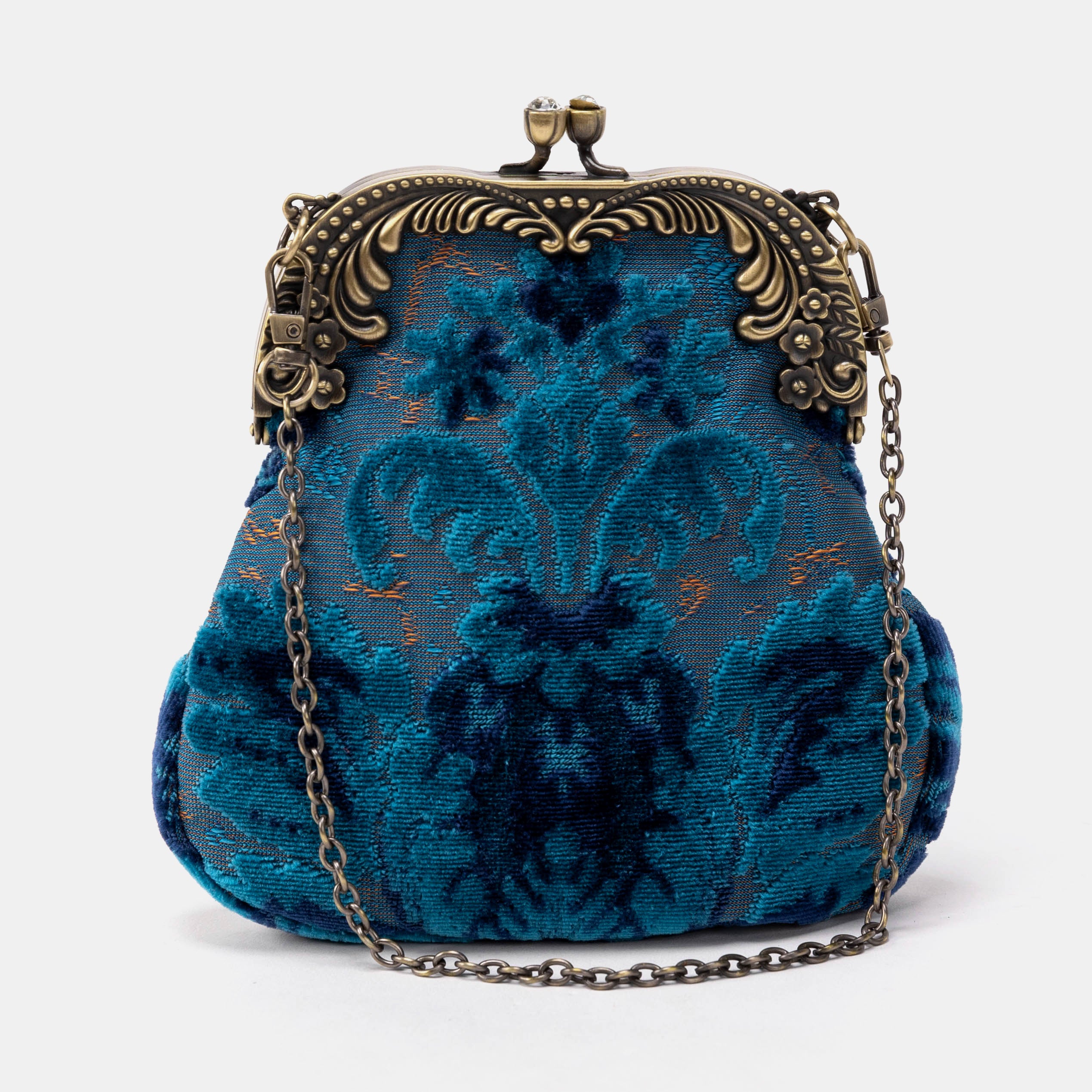 Burnout Velvet Revival Aqua Chatelaine Purse Medium