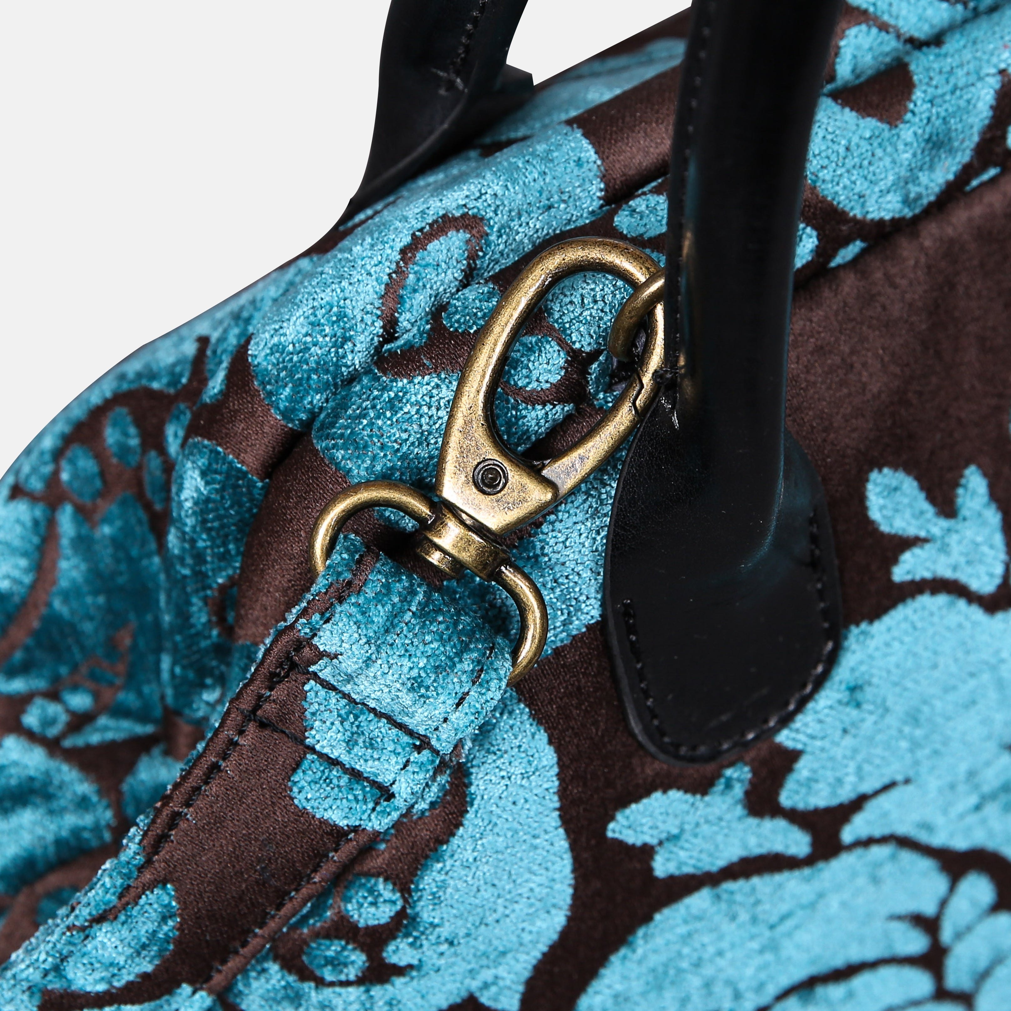 Luxury Damask Blue Carpet Satchel
