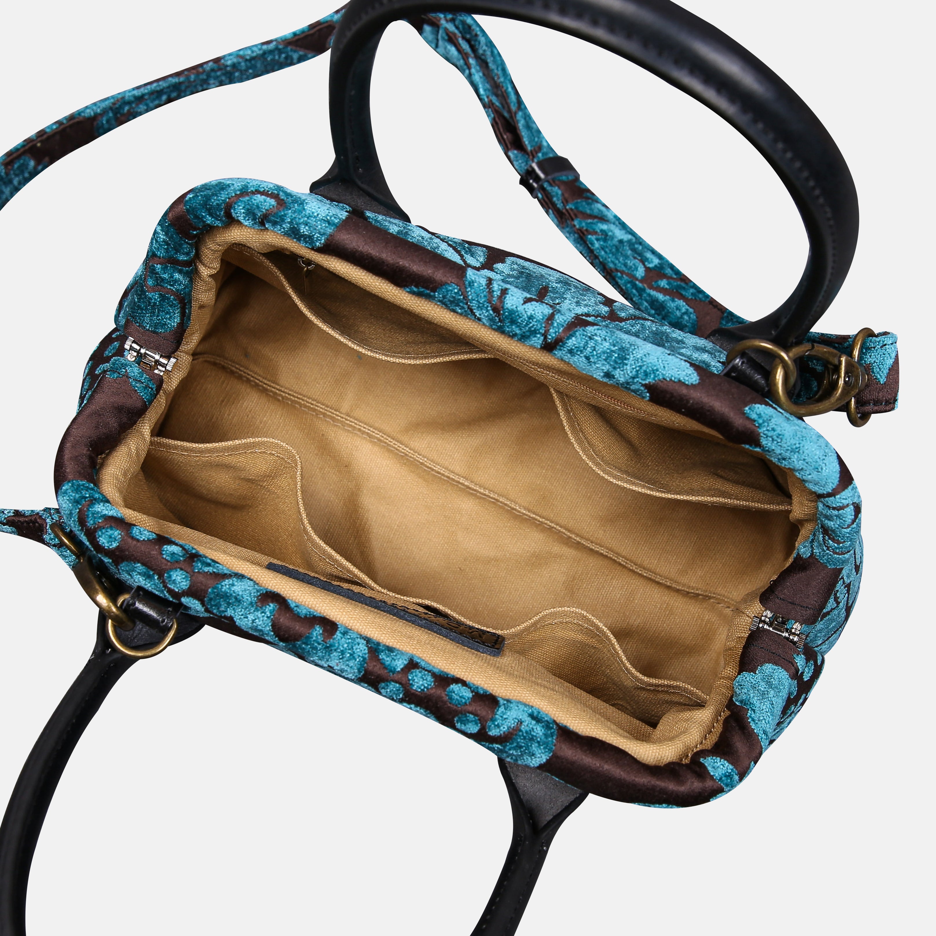 Luxury Damask Blue Carpet Satchel