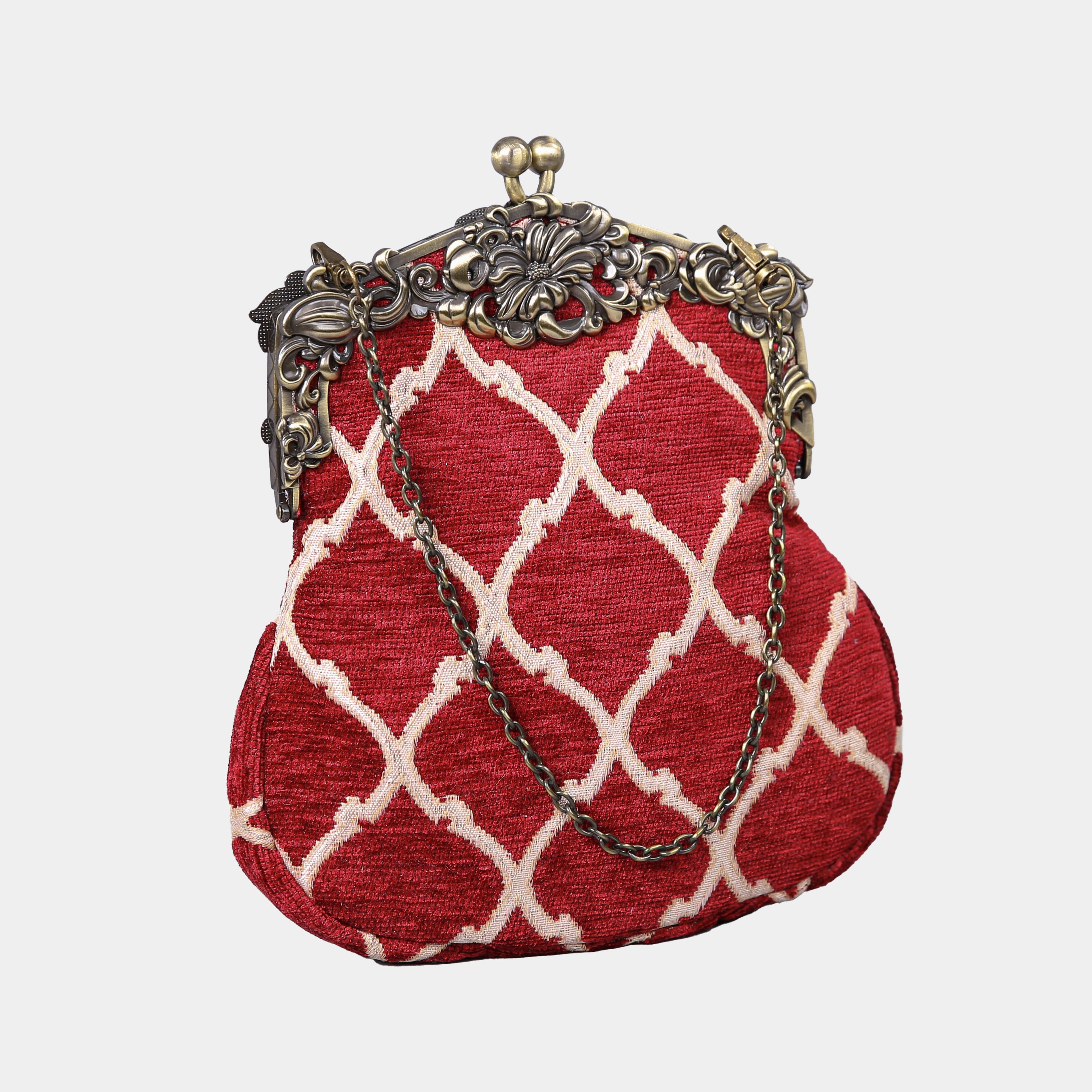 Quartz Red Chatelaine Purse Large carpet bag MCW Handmade