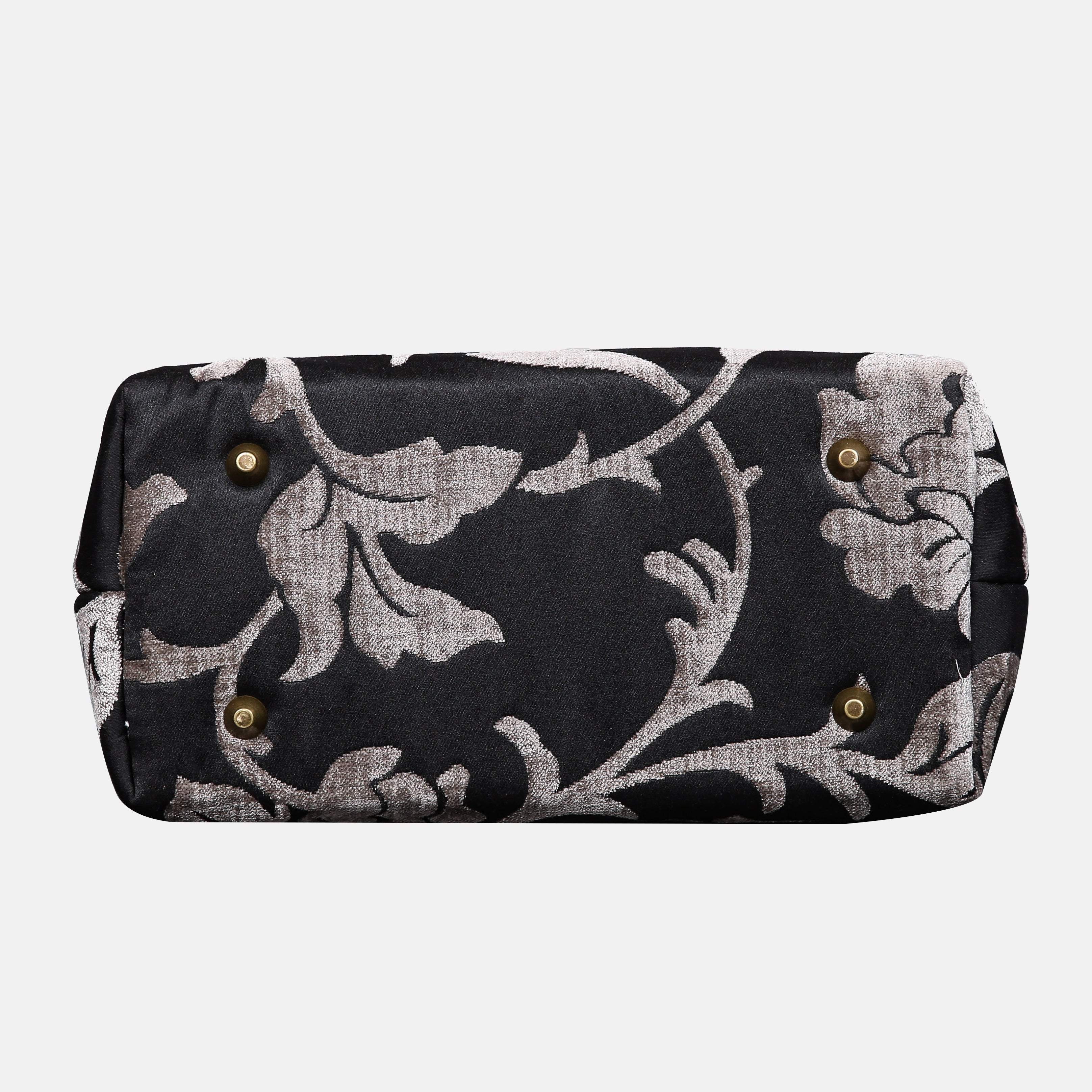 Floral Brocade Grey Carpet Satchel carpet bag MCW Handmade-3
