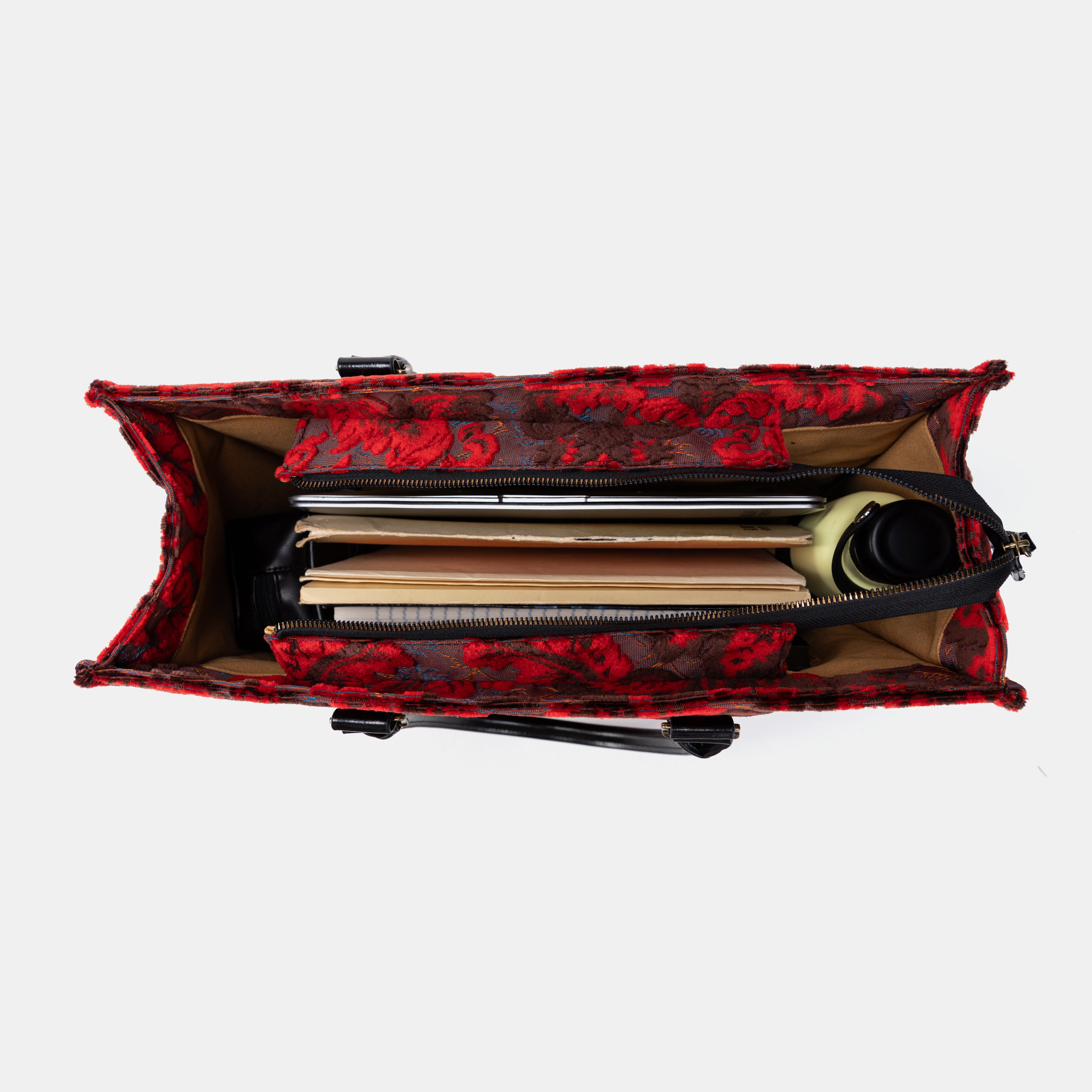 Burnout Velvet Revival Scarlet Laptop Work Tote IN USE