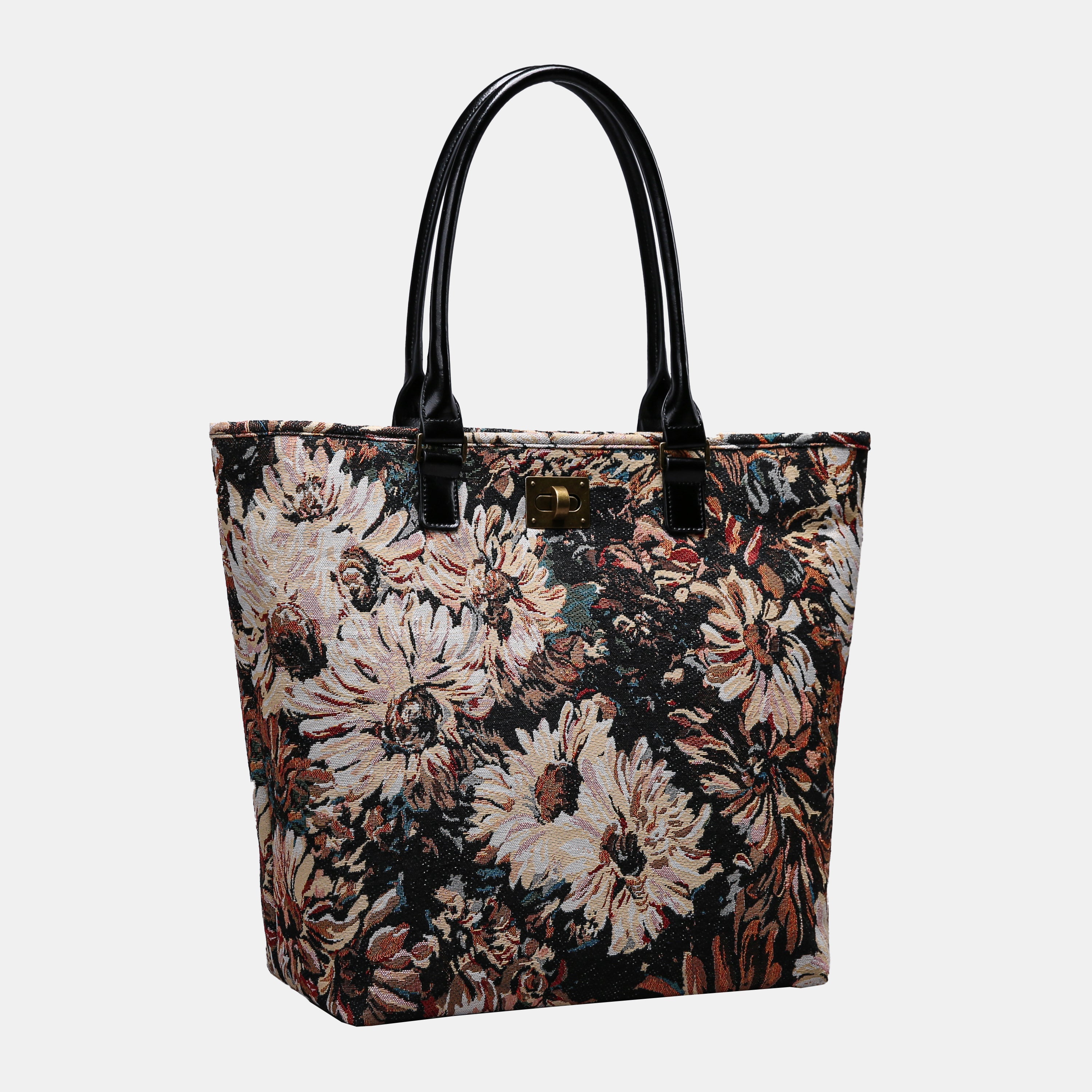 Daisy Black Carpet Tote Shopper carpet bag MCW Handmade-2