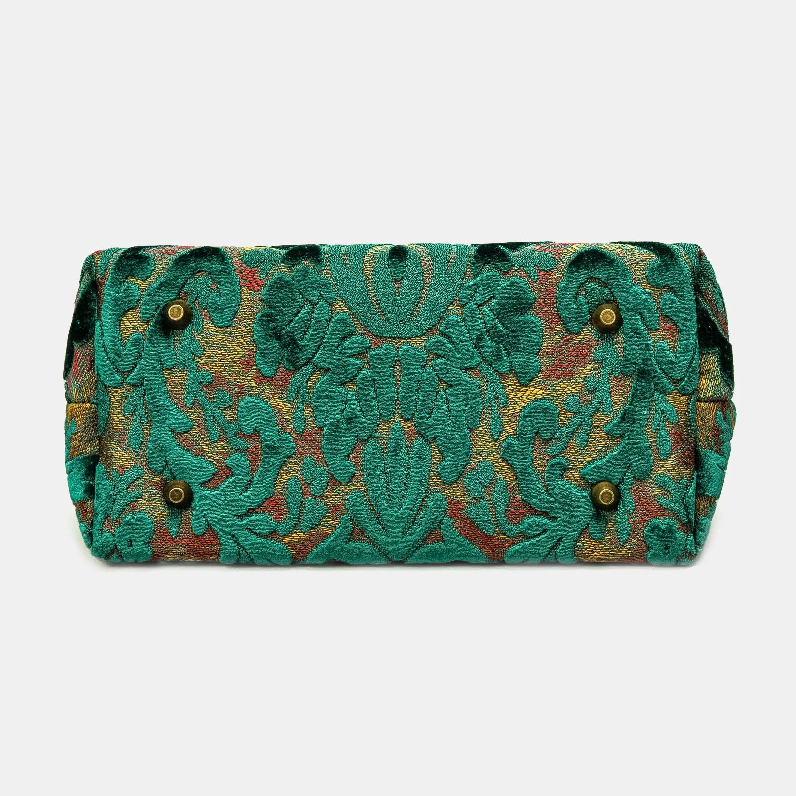 Burnout Velvet Jade Green Carpet Satchel of America bottom