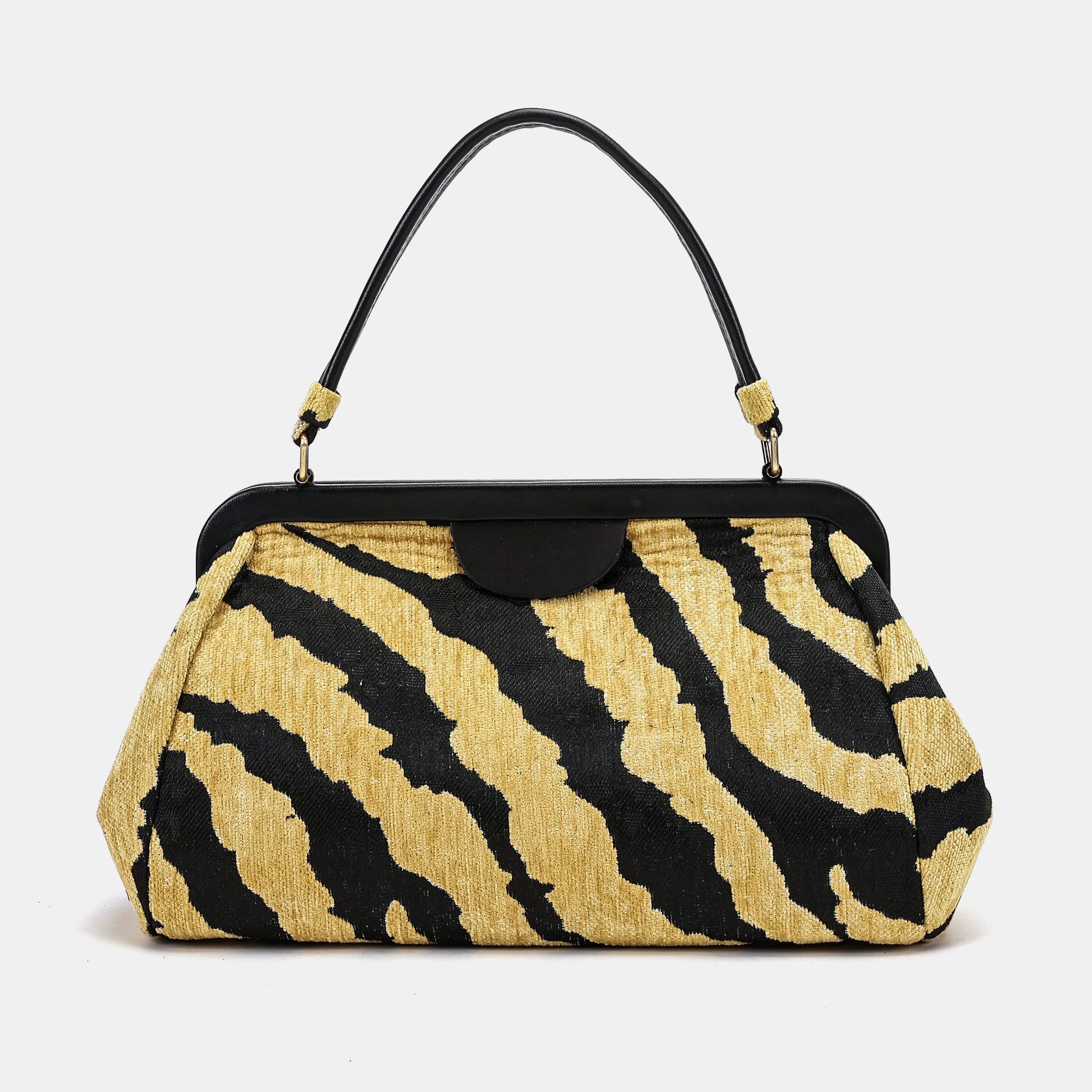 Tiger Stripe Top Handle Purse Carpetbag of America-back