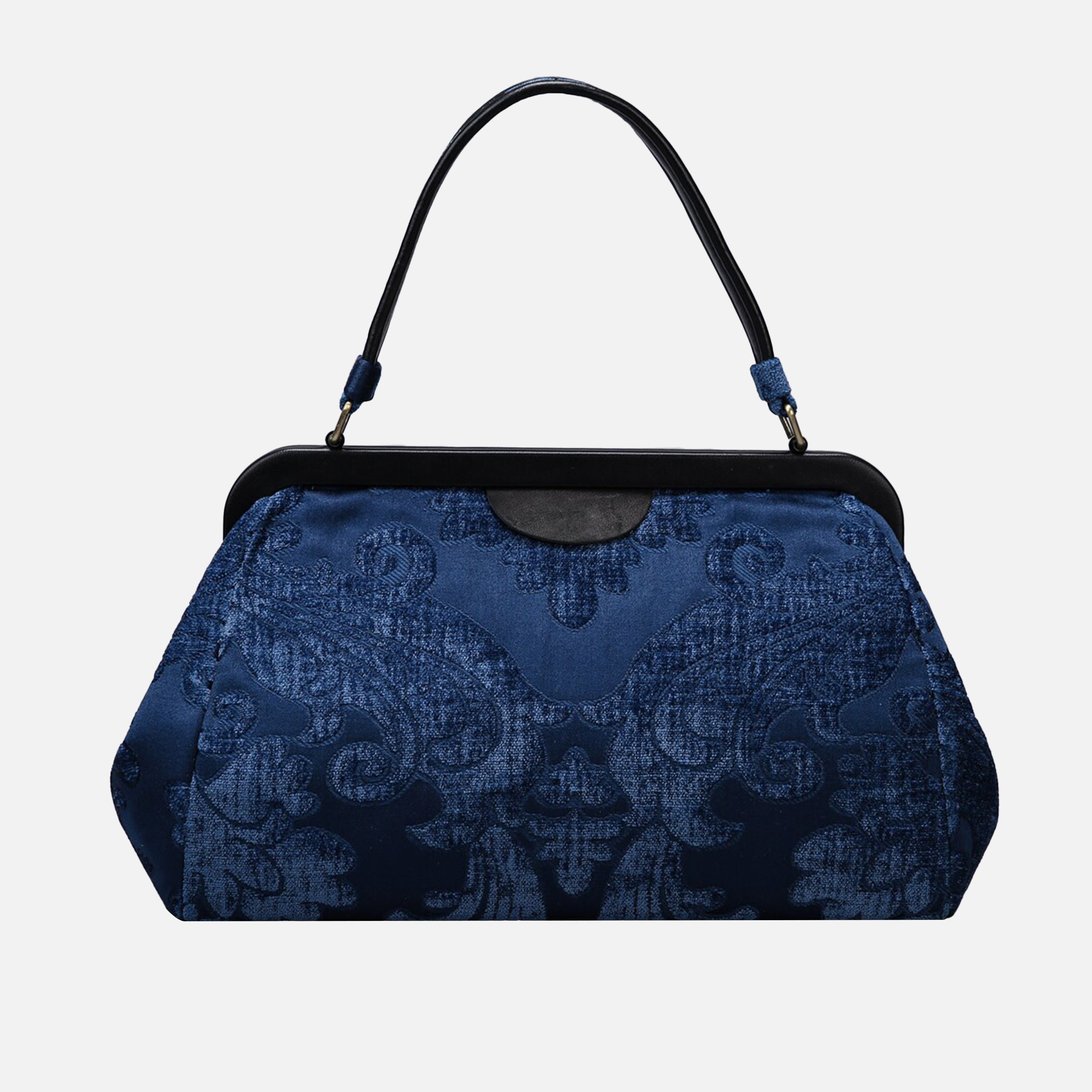 Queen Royal Blue Top Handle Purse carpet bag MCW Handmade-2