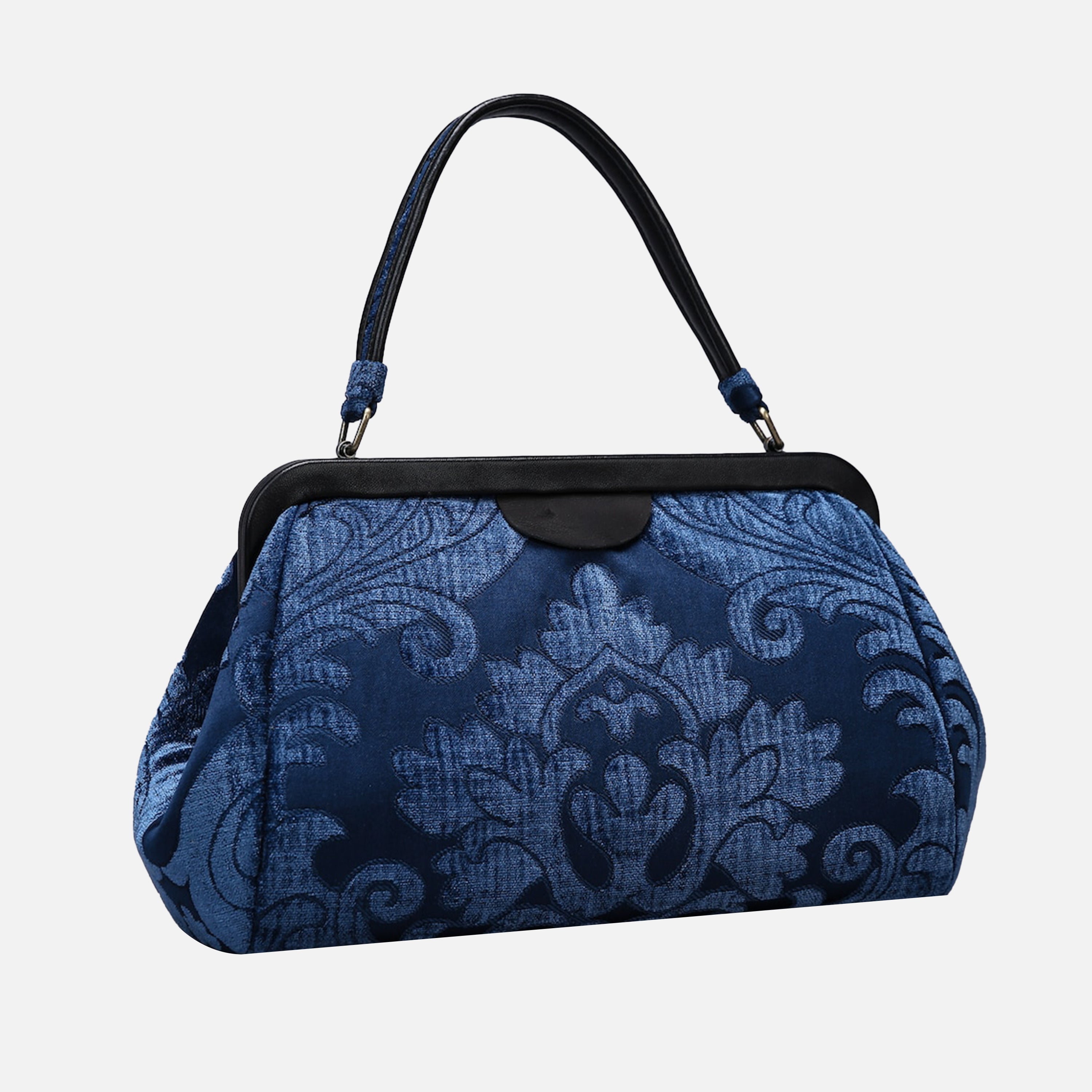 Queen Royal Blue Top Handle Purse carpet bag MCW Handmade-1