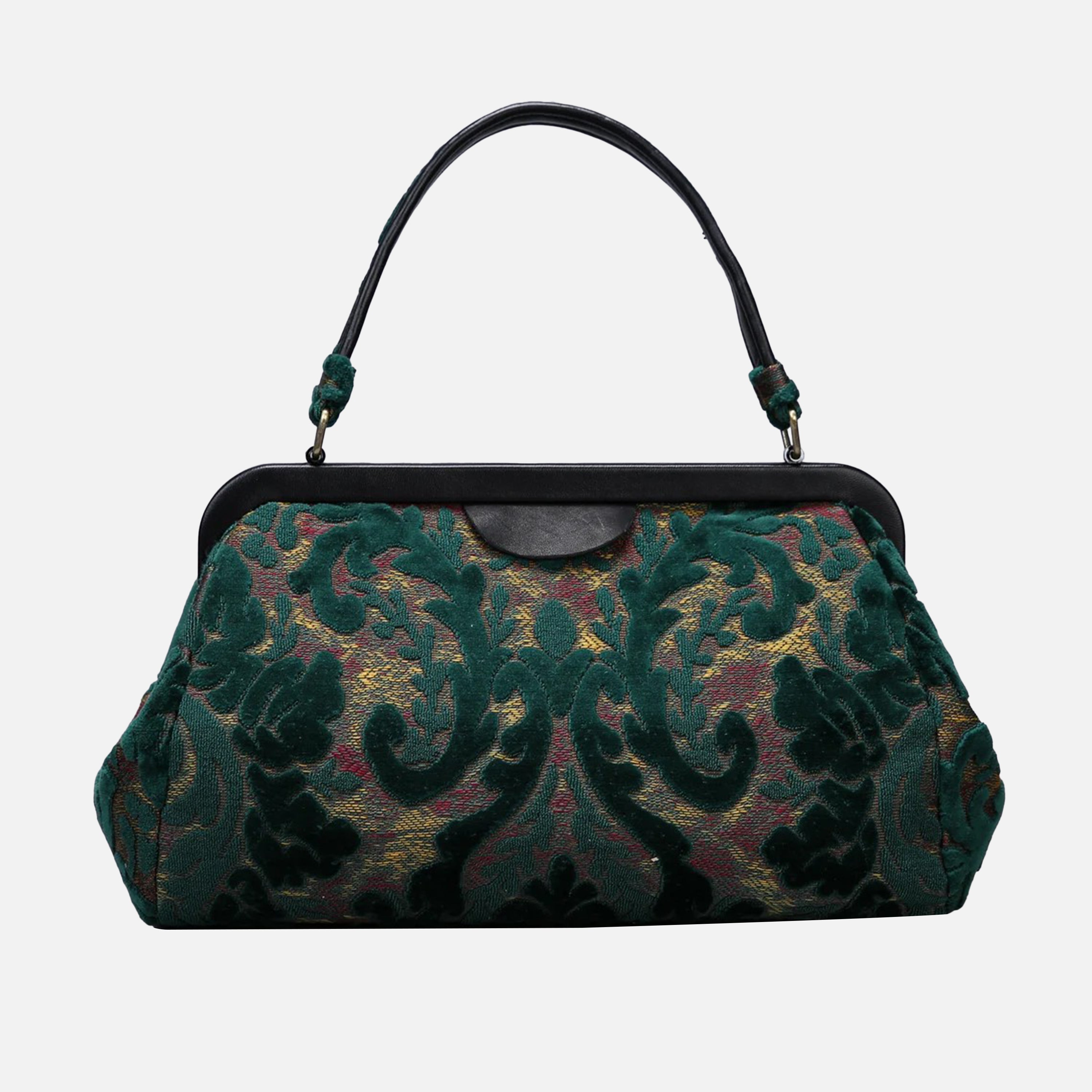 Burnout Velvet Jade Green Top Handle Purse carpet bag MCW Handmade-2