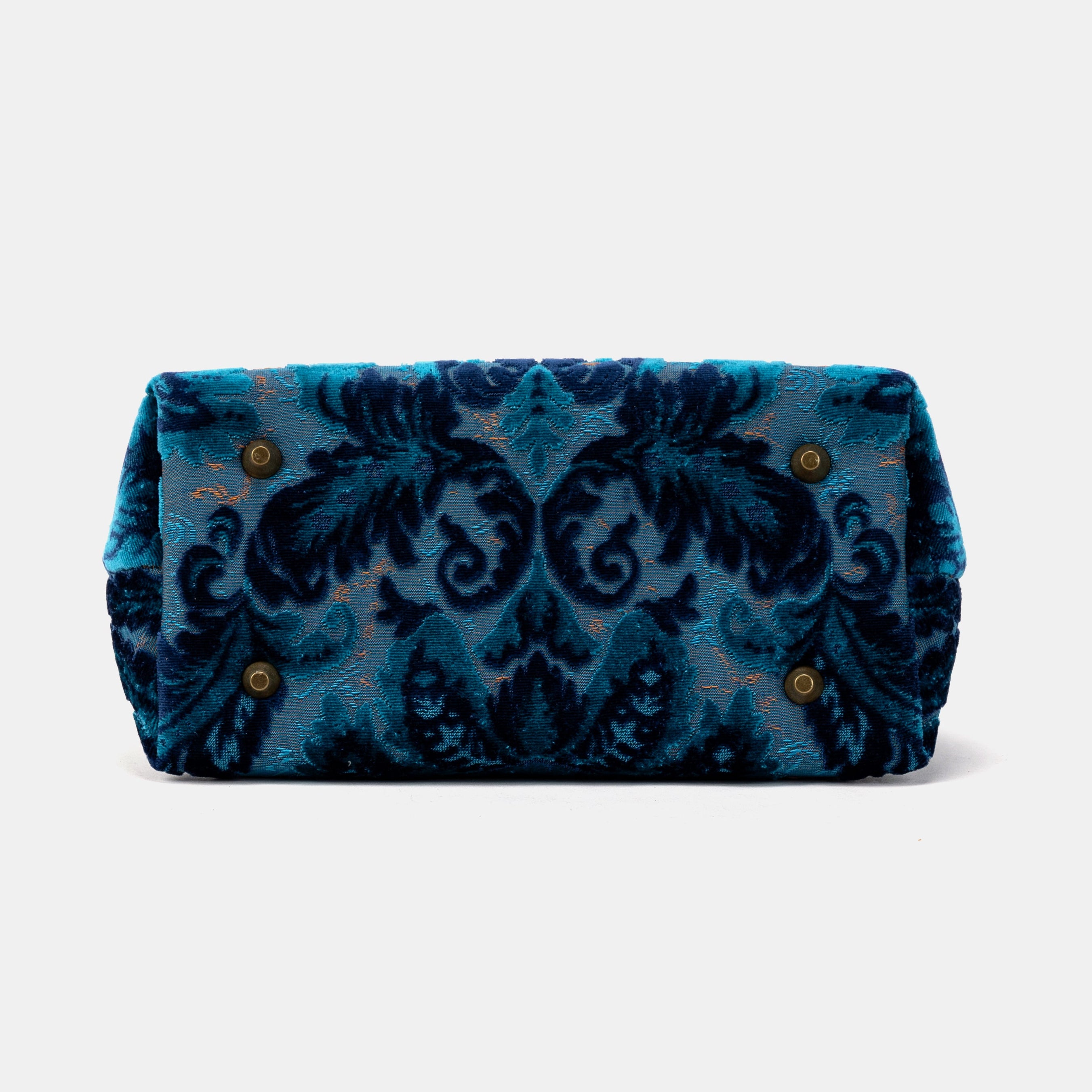Burnout Velvet Revival Aqua Carpet Satchel Carpetbag of America bottom