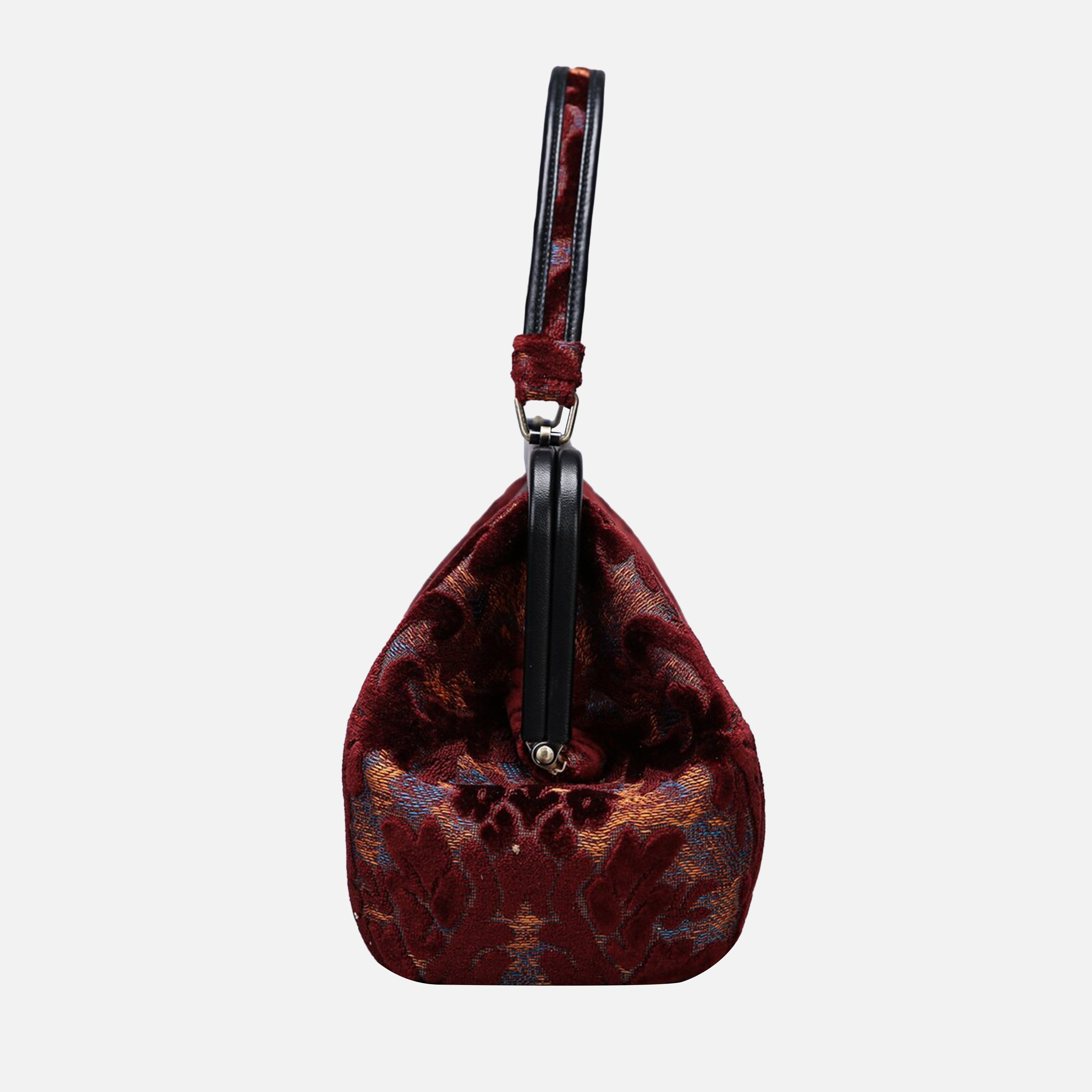 Burnout Velvet Wine Top Handle Purse carpet bag MCW Handmade-3