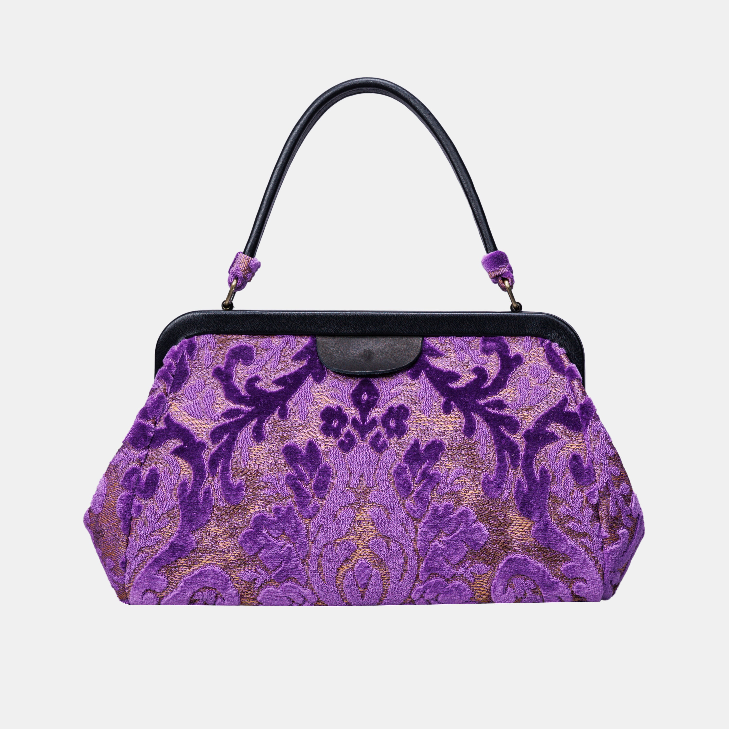Burnout Velvet Purple Top Handle Purse carpet bag MCW Handmade-2