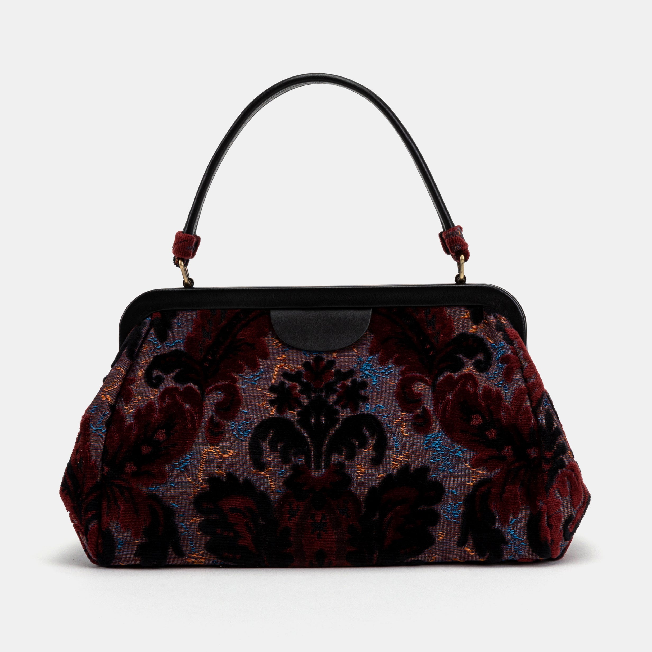 Burnout Velvet Revival Sephia Top Handle Purse carpet bag MCW  Handmad-1