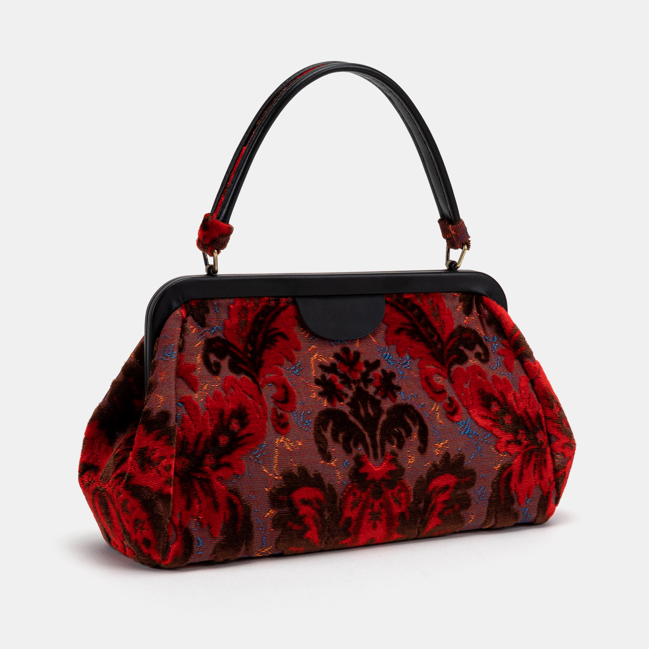 Burnout Velvet Revival Scarlet Top Handle Purse carpet bag MCW  Handmade-2
