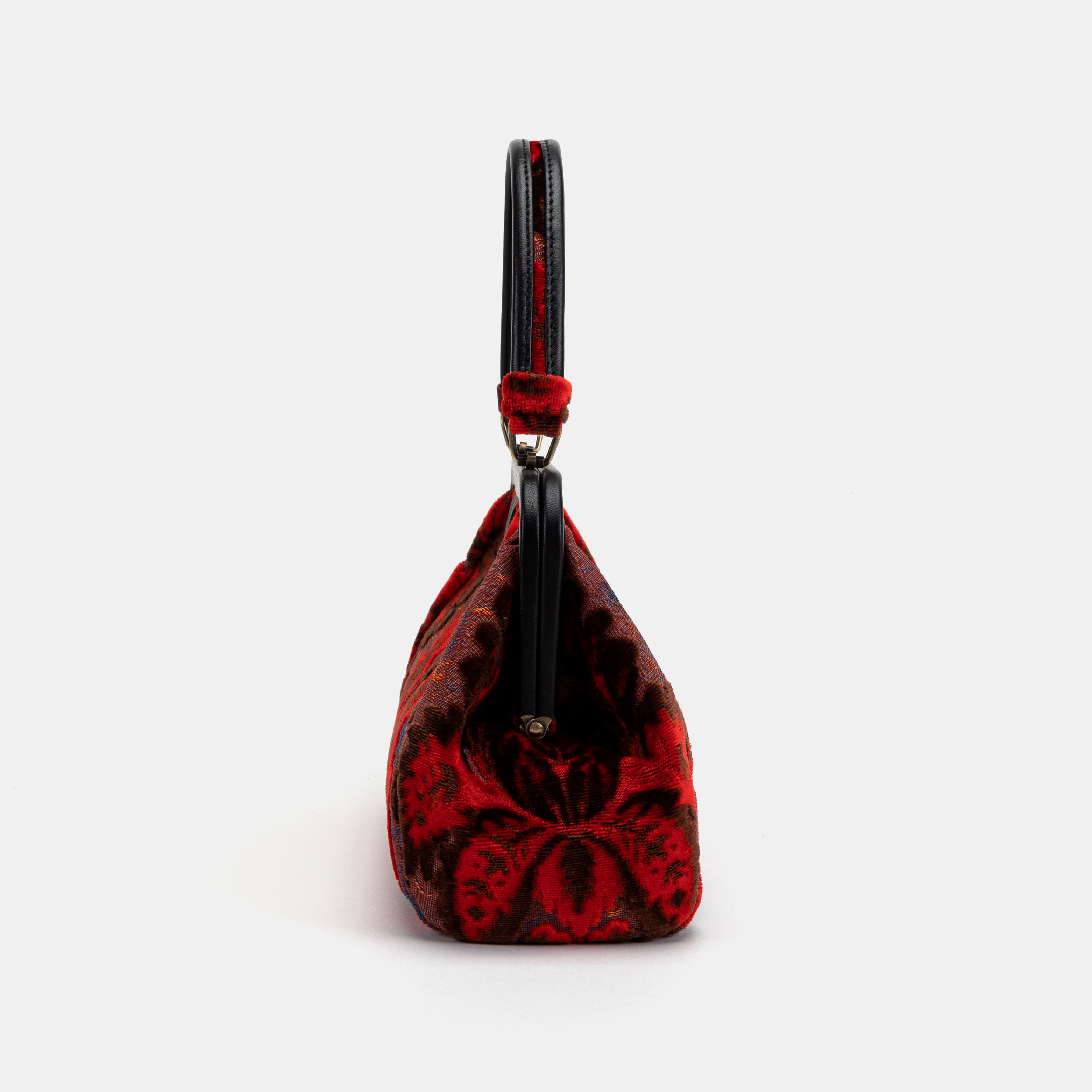 Burnout Velvet Revival Scarlet Top Handle Purse carpet bag MCW  Handmade-4