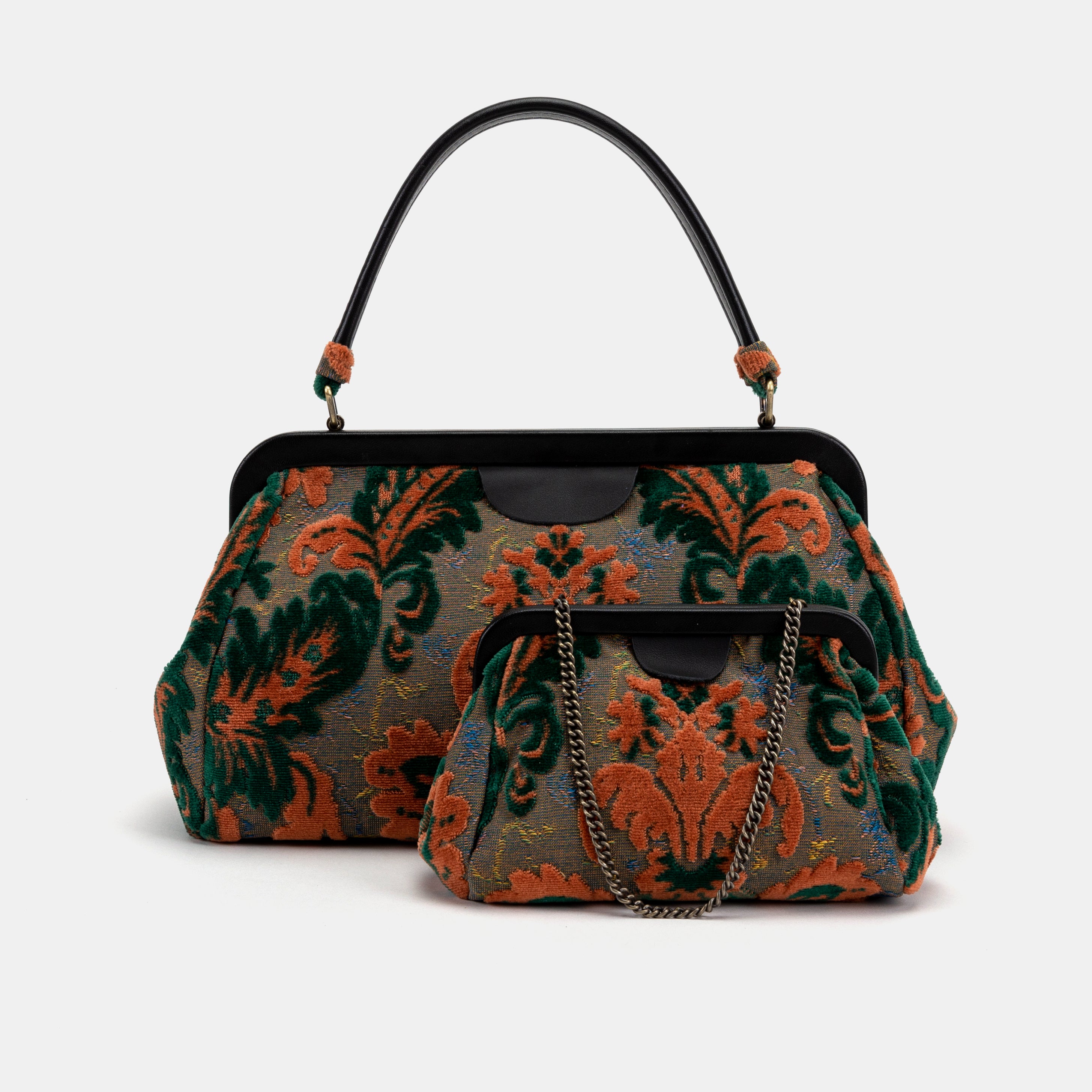 Burnout Velvet Revival Jade Top Handle Purse carpet bag MCW  Handmade-7