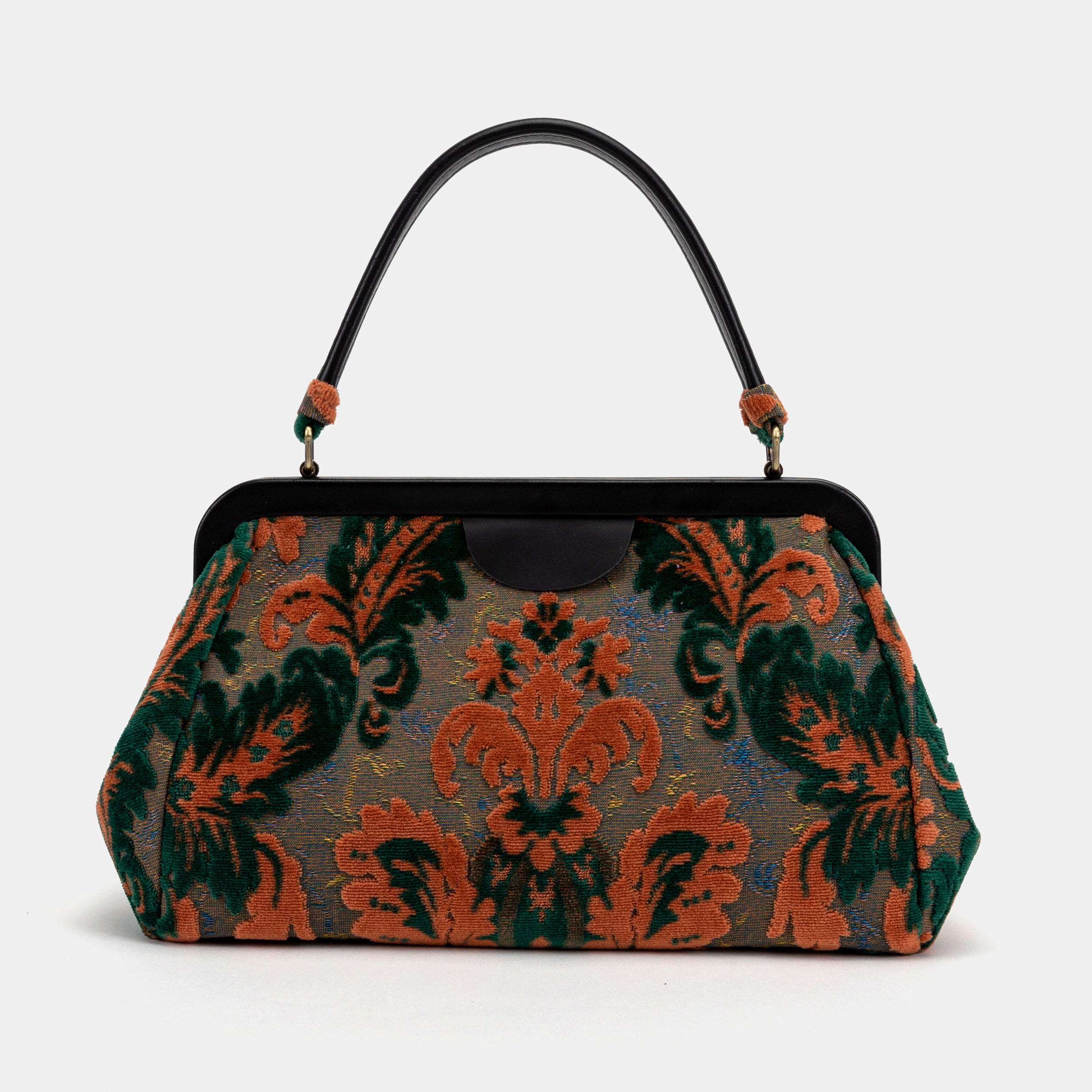 Burnout Velvet Revival Jade Top Handle Purse carpet bag MCW  Handmade-1
