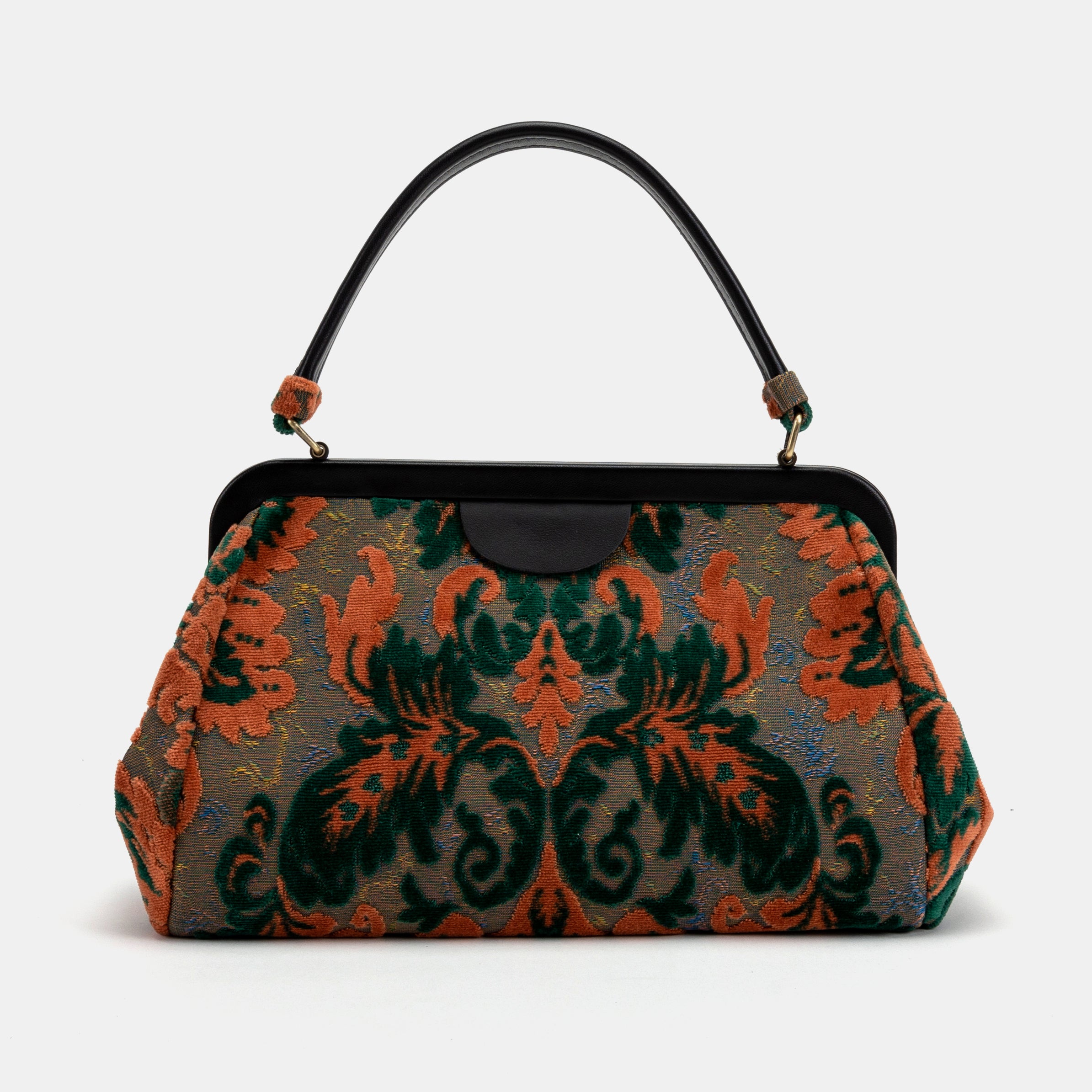 Burnout Velvet Revival Jade Top Handle Purse carpet bag MCW  Handmade-3