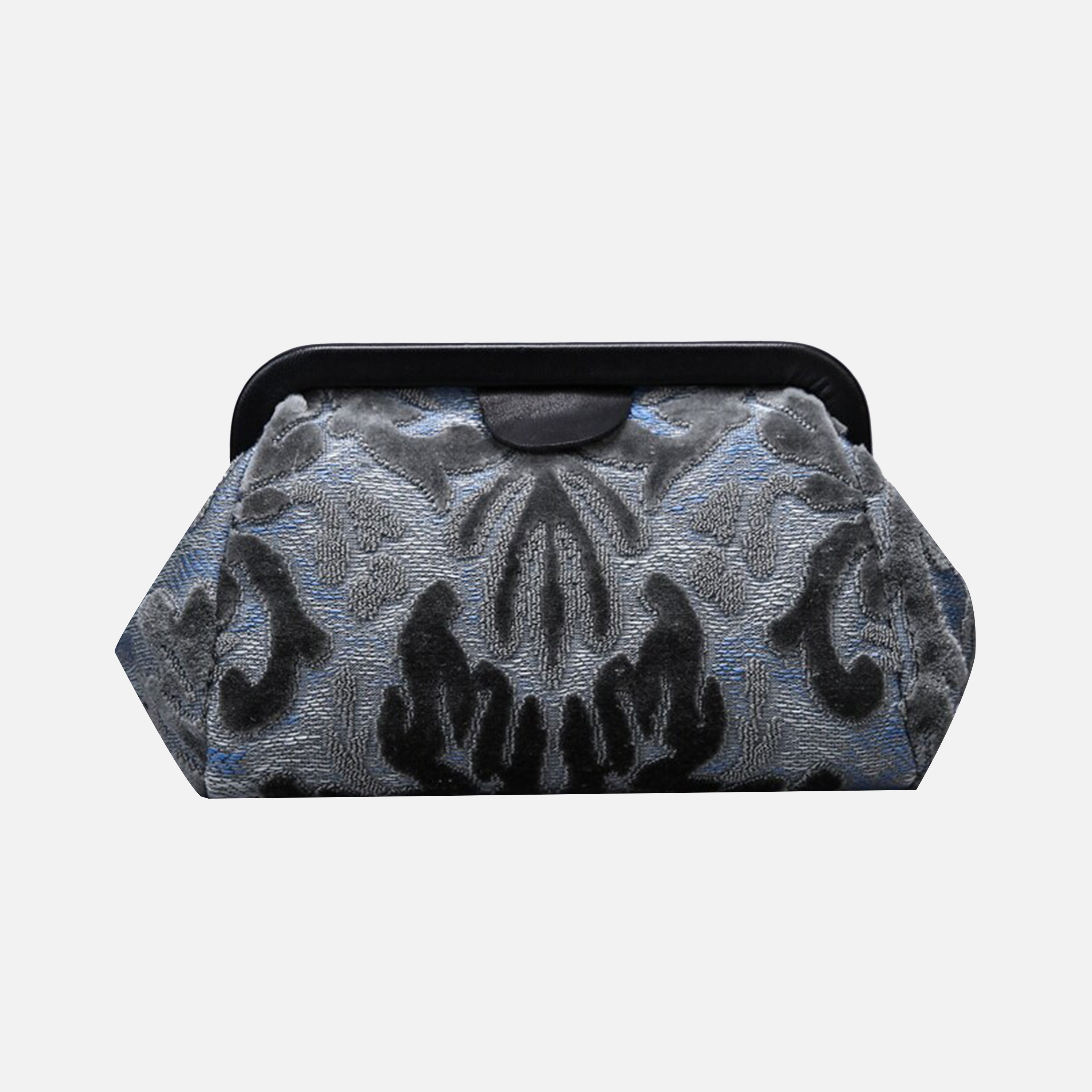 Burnout Velvet Steel Blue Evening Bag Clutch carpet bag MCW Handmade-2