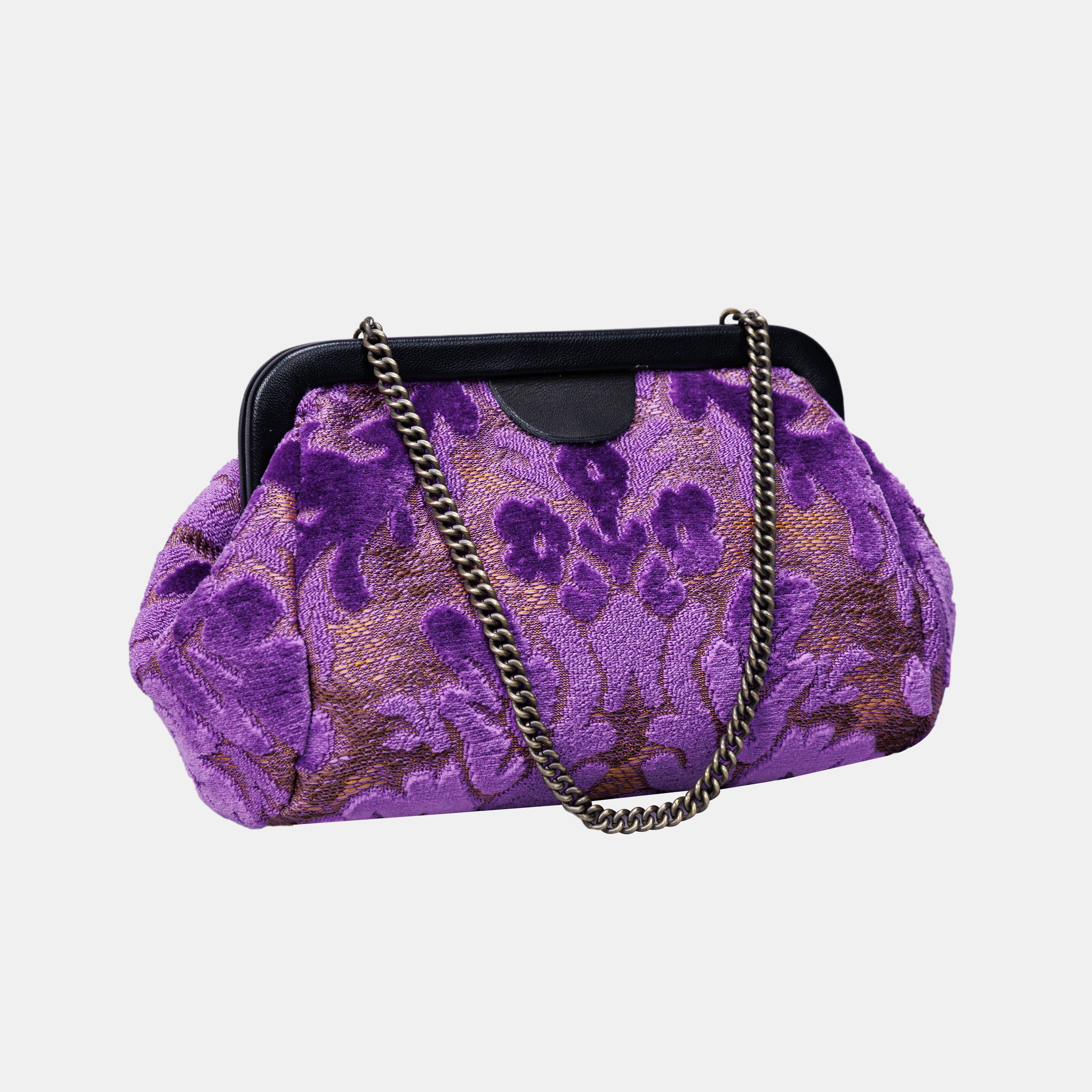 Burnout Velvet Purple Evening Bag Clutch carpet bag MCW Handmade-1