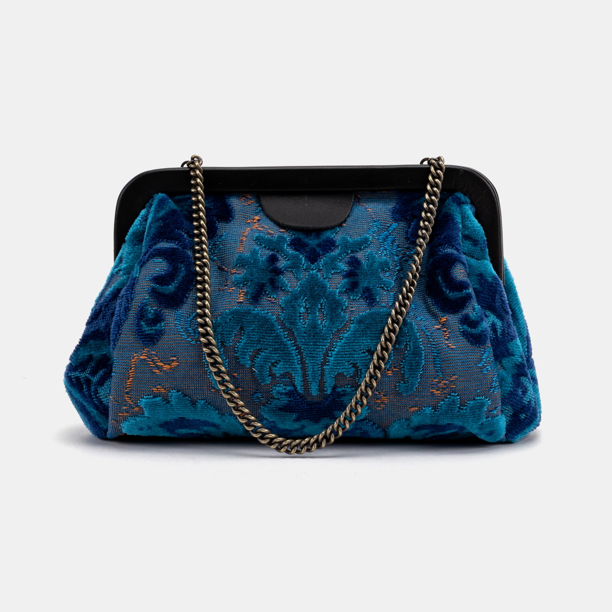 Burnout Velvet Revival Aqua Evening Bag Clutch carpet bag MCW Handmade