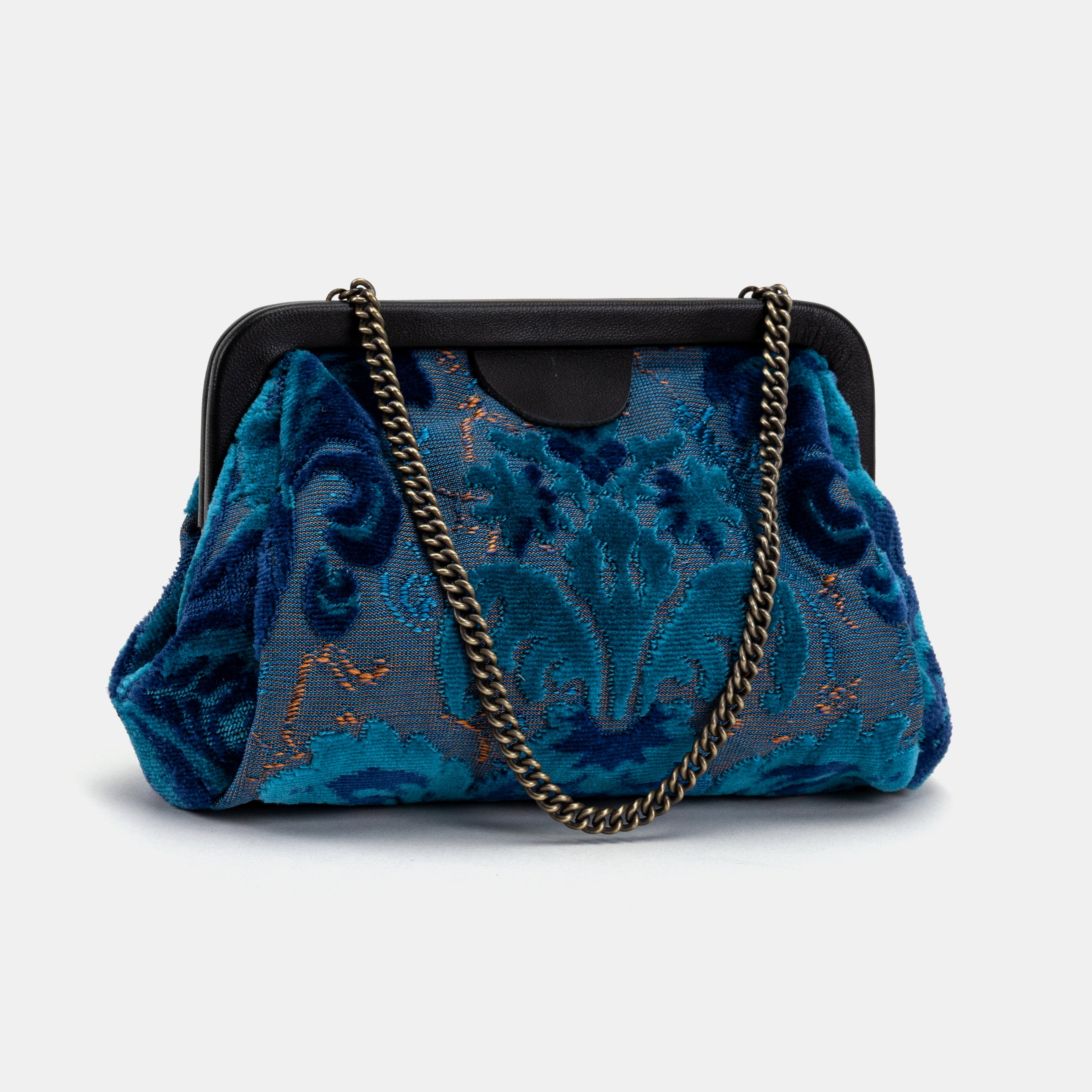 Burnout Velvet Revival Aqua Evening Bag Clutch carpet bag MCW Handmade-1
