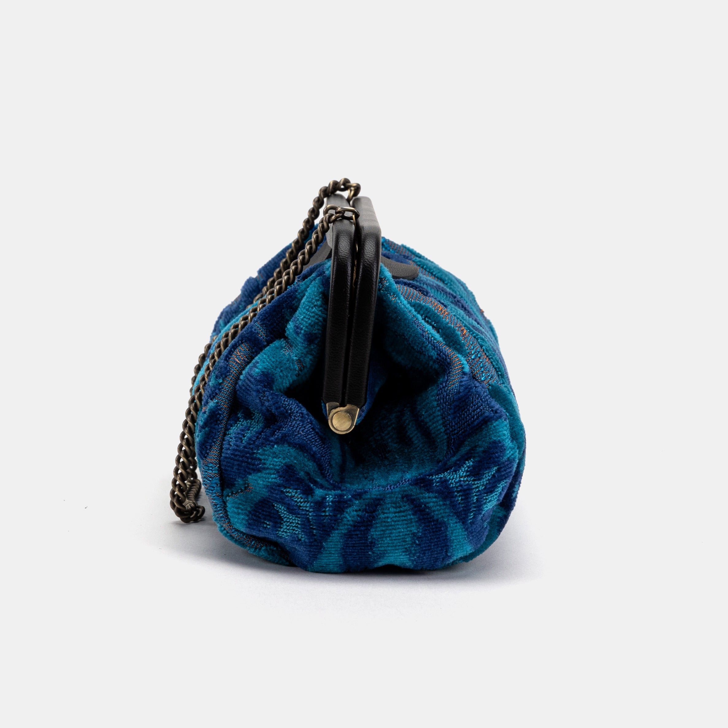 Burnout Velvet Revival Aqua Evening Bag Clutch carpet bag MCW Handmade-3