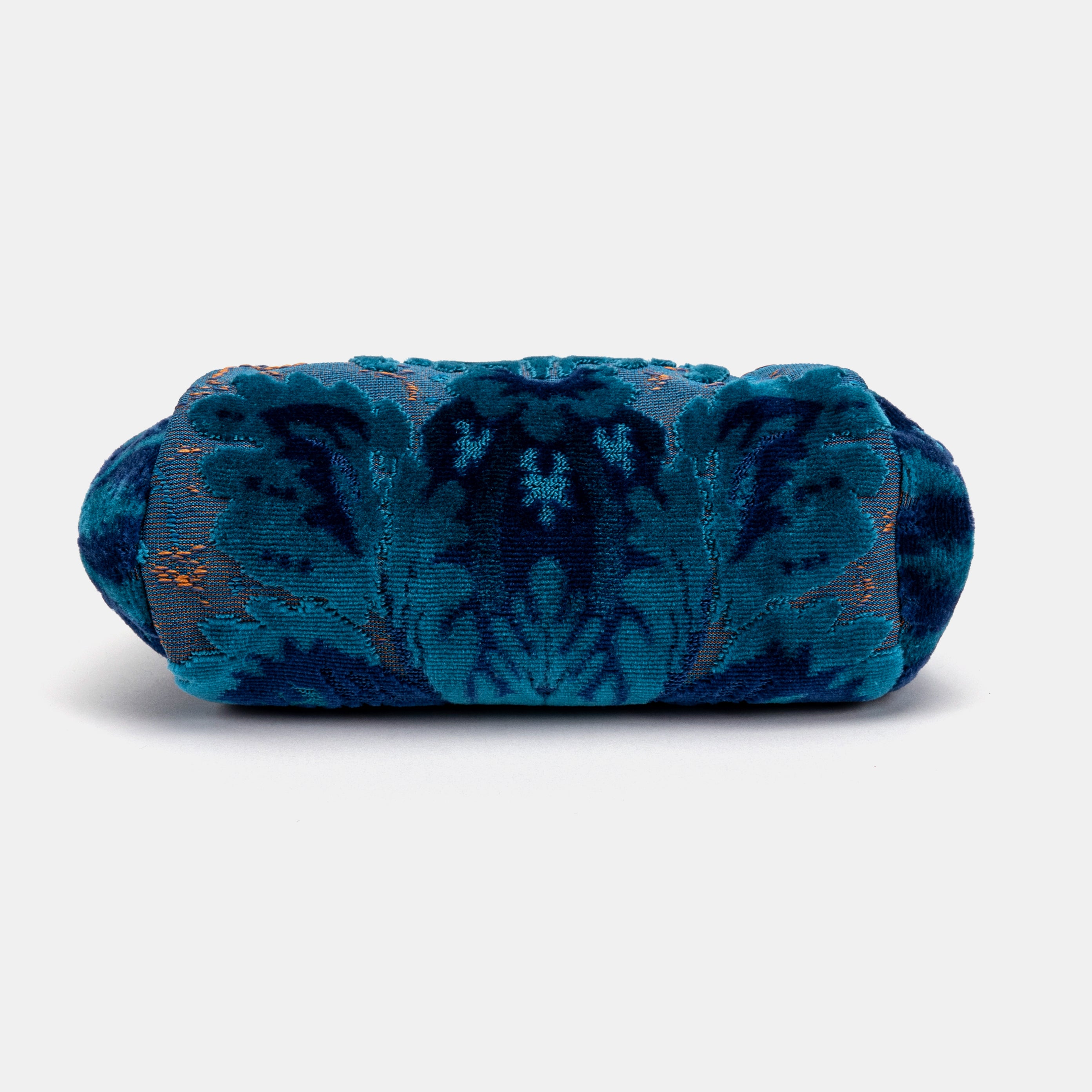 Burnout Velvet Revival Aqua Evening Bag Clutch carpet bag MCW Handmade-4