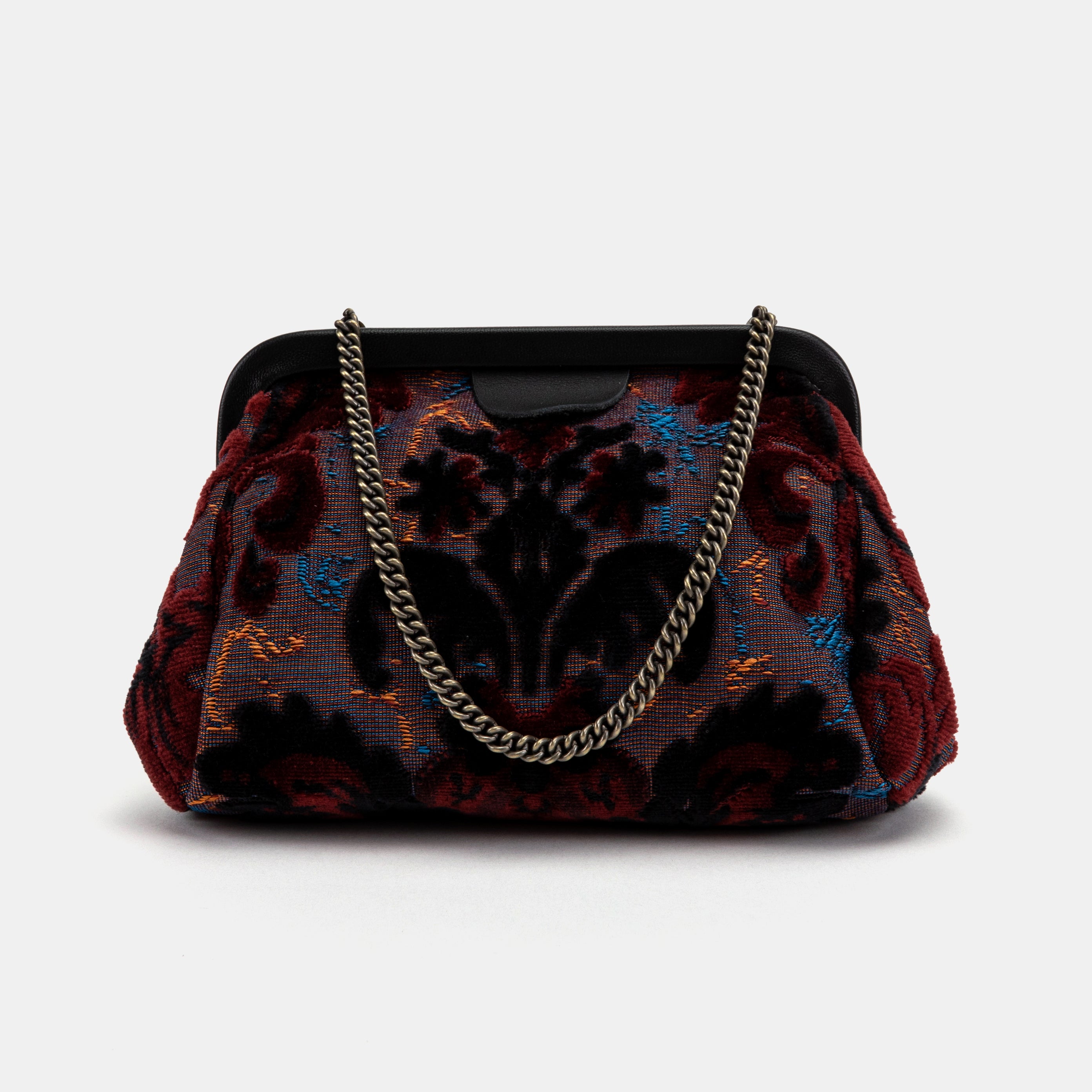 Burnout Velvet Revival Sephia Evening Bag Clutch carpet bag MCW Handmade