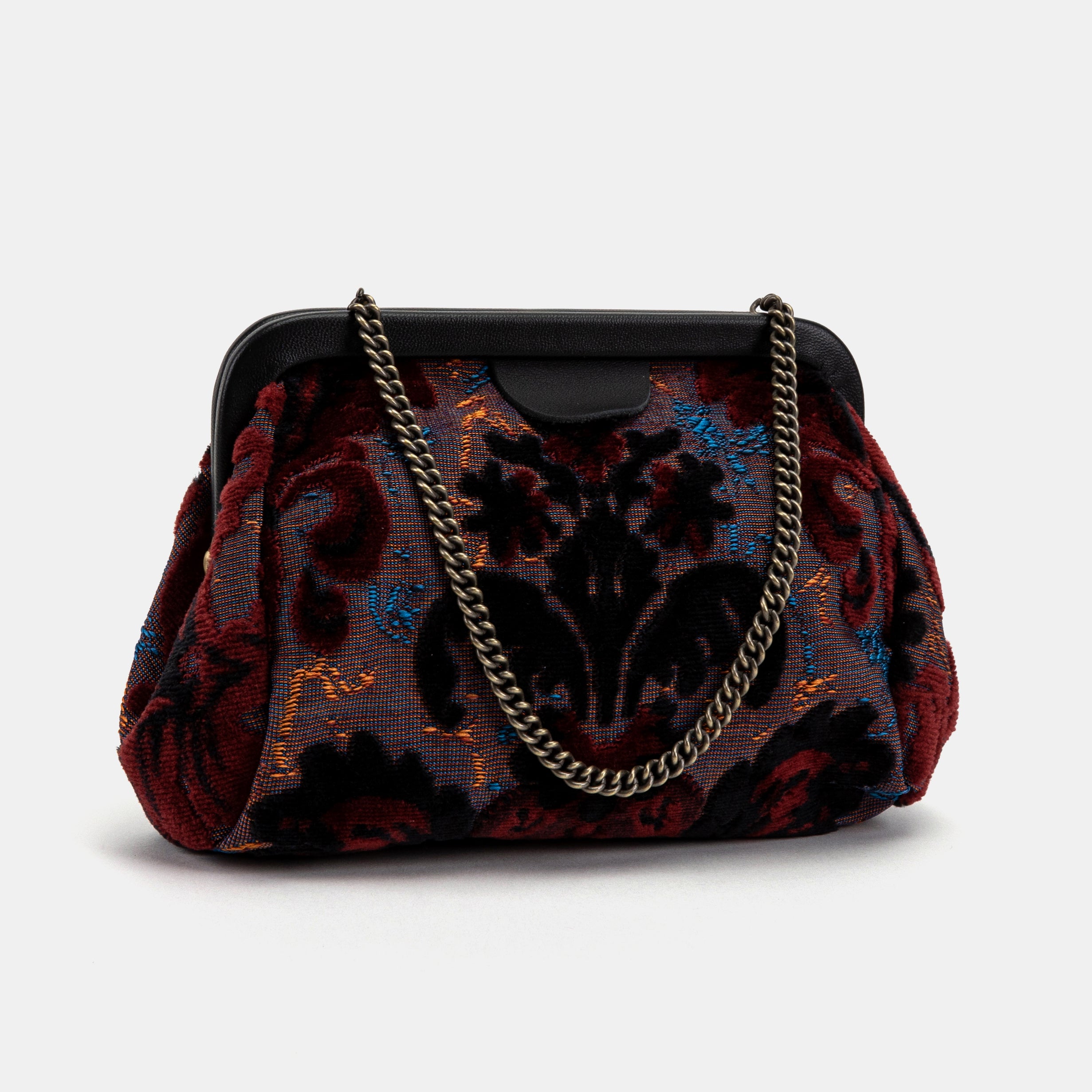 Burnout Velvet Revival Sephia Evening Bag Clutch carpet bag MCW Handmade-1