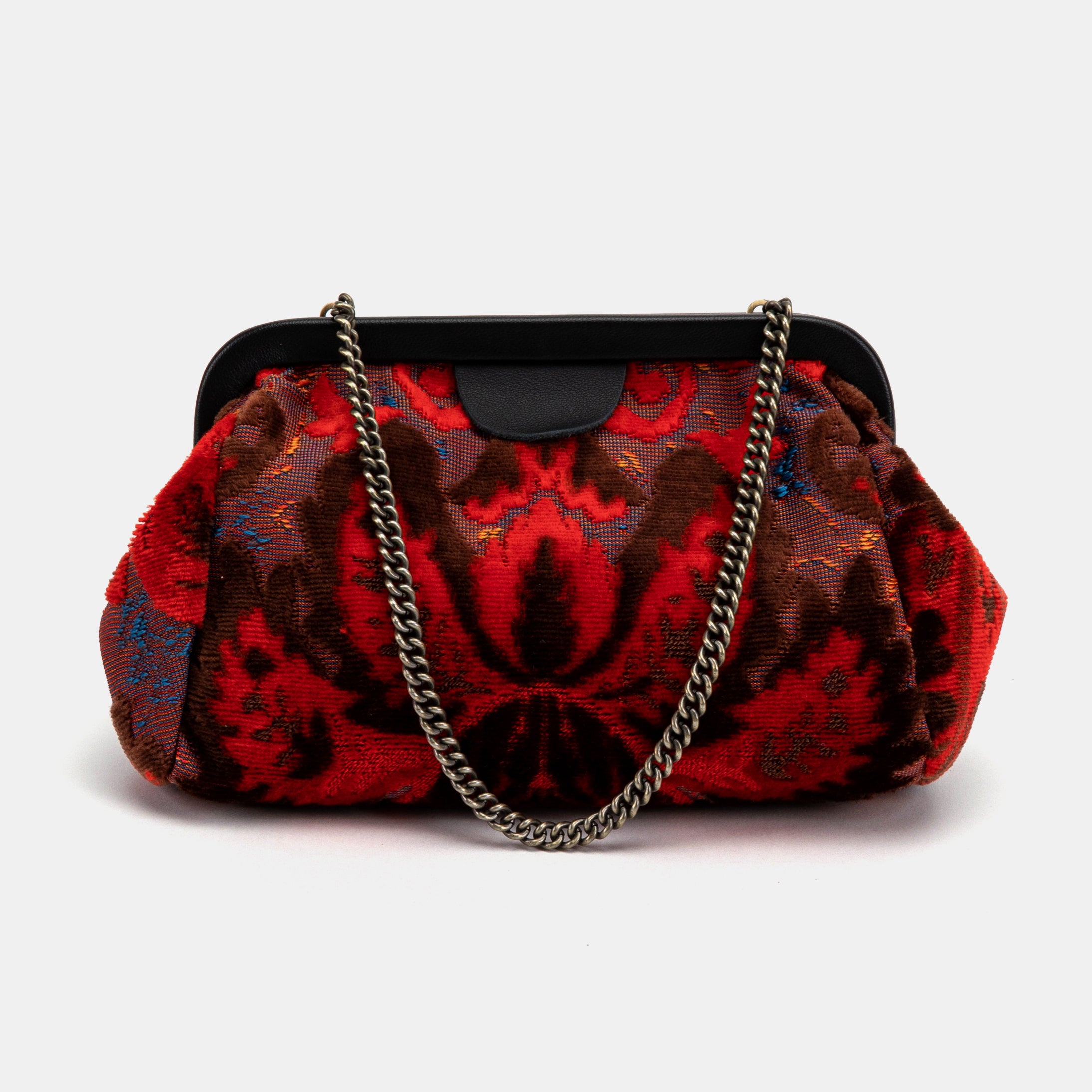 Burnout Velvet Revival Scarlet Evening Bag Clutch carpet bag MCW Handmade