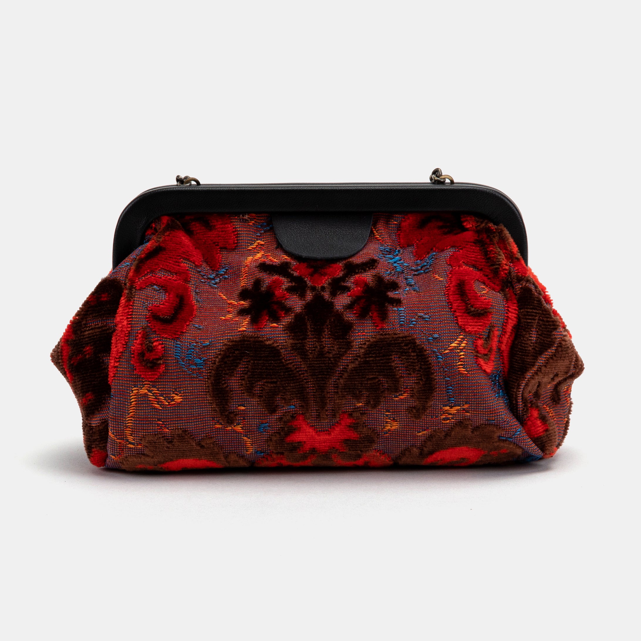 Burnout Velvet Revival Scarlet Evening Bag Clutch carpet bag MCW Handmade-2