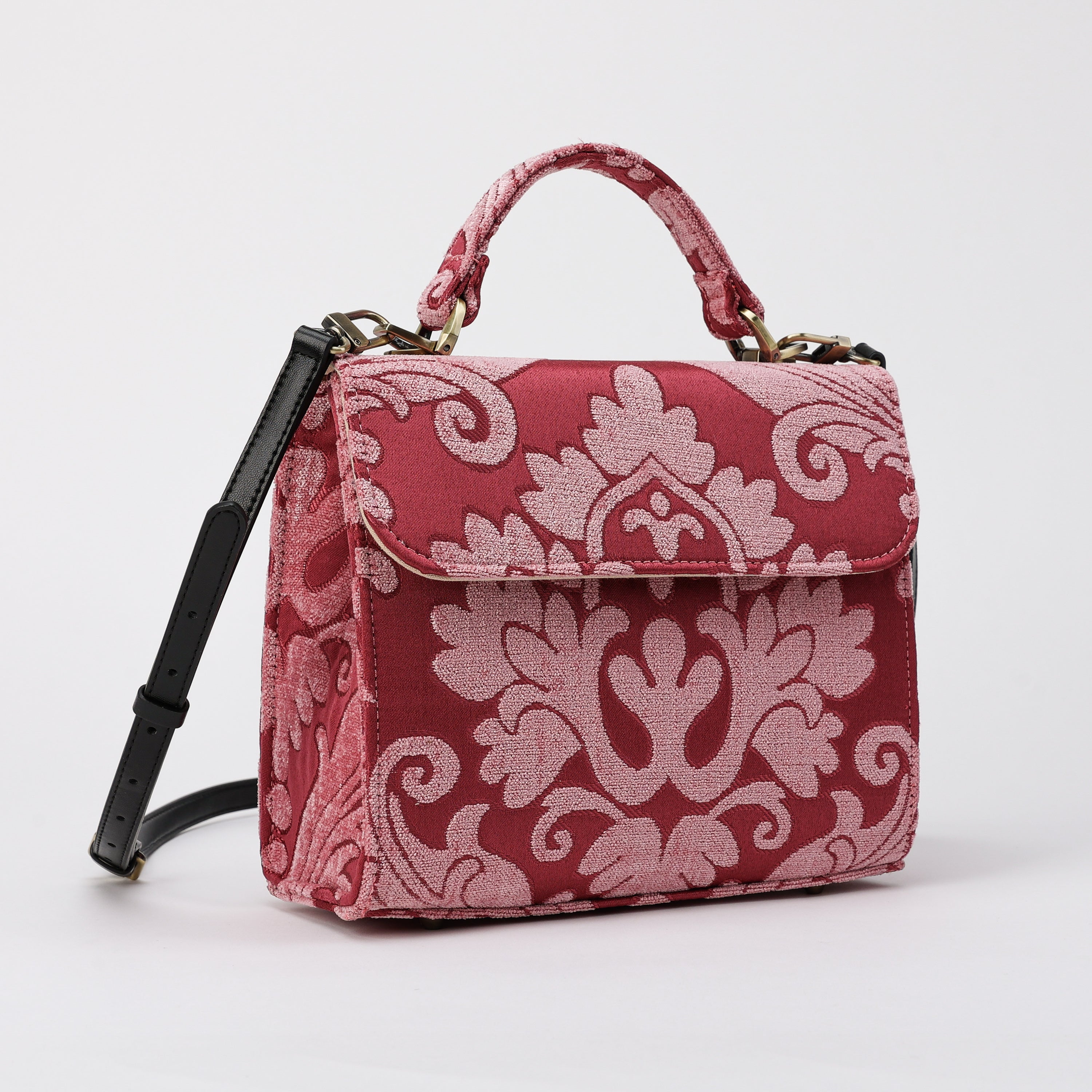 Queen Rose Pink Flap Satchel carpet bag MCW Handmade-2