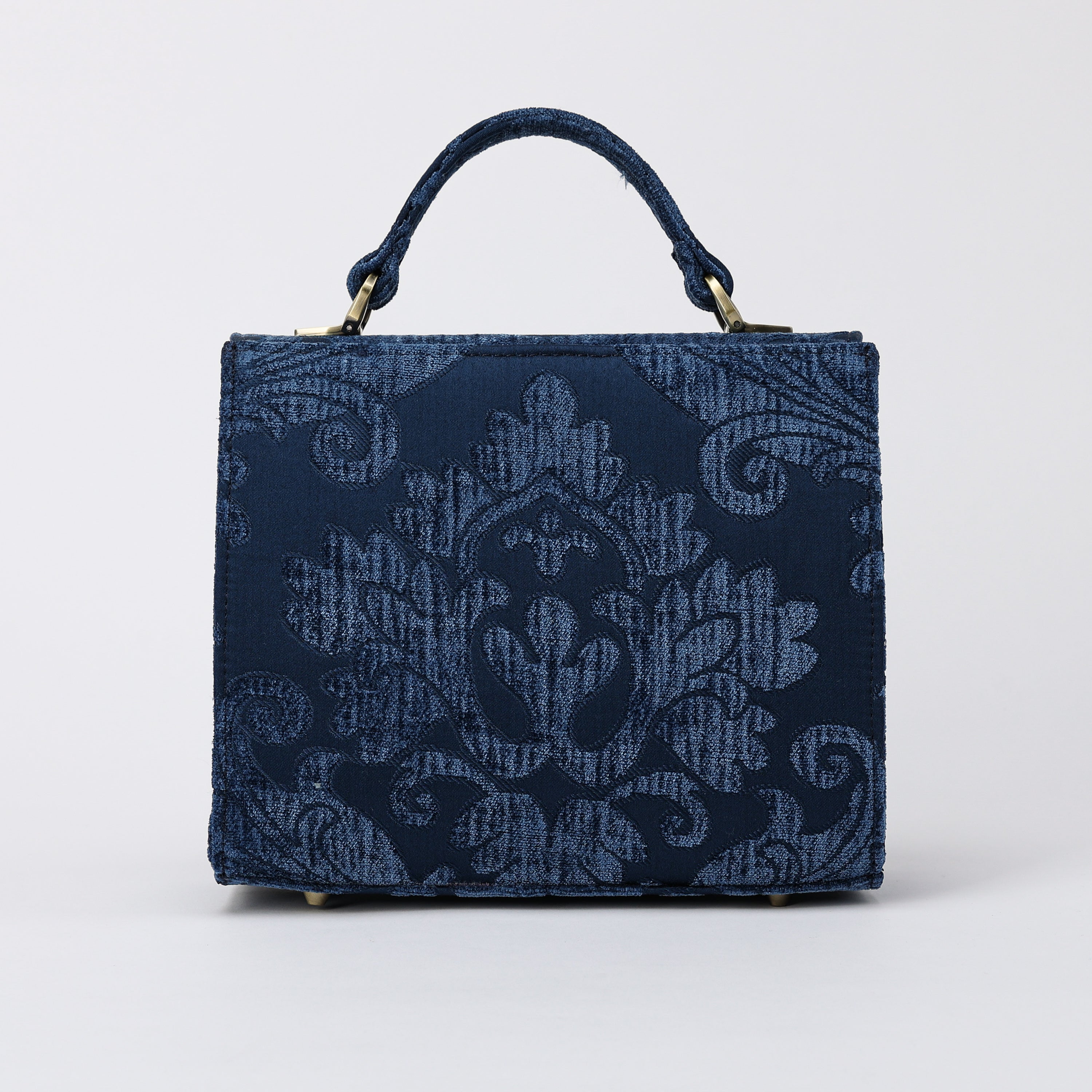 Queen Royal Blue Flap Satchel carpet bag MCW Handmade-3