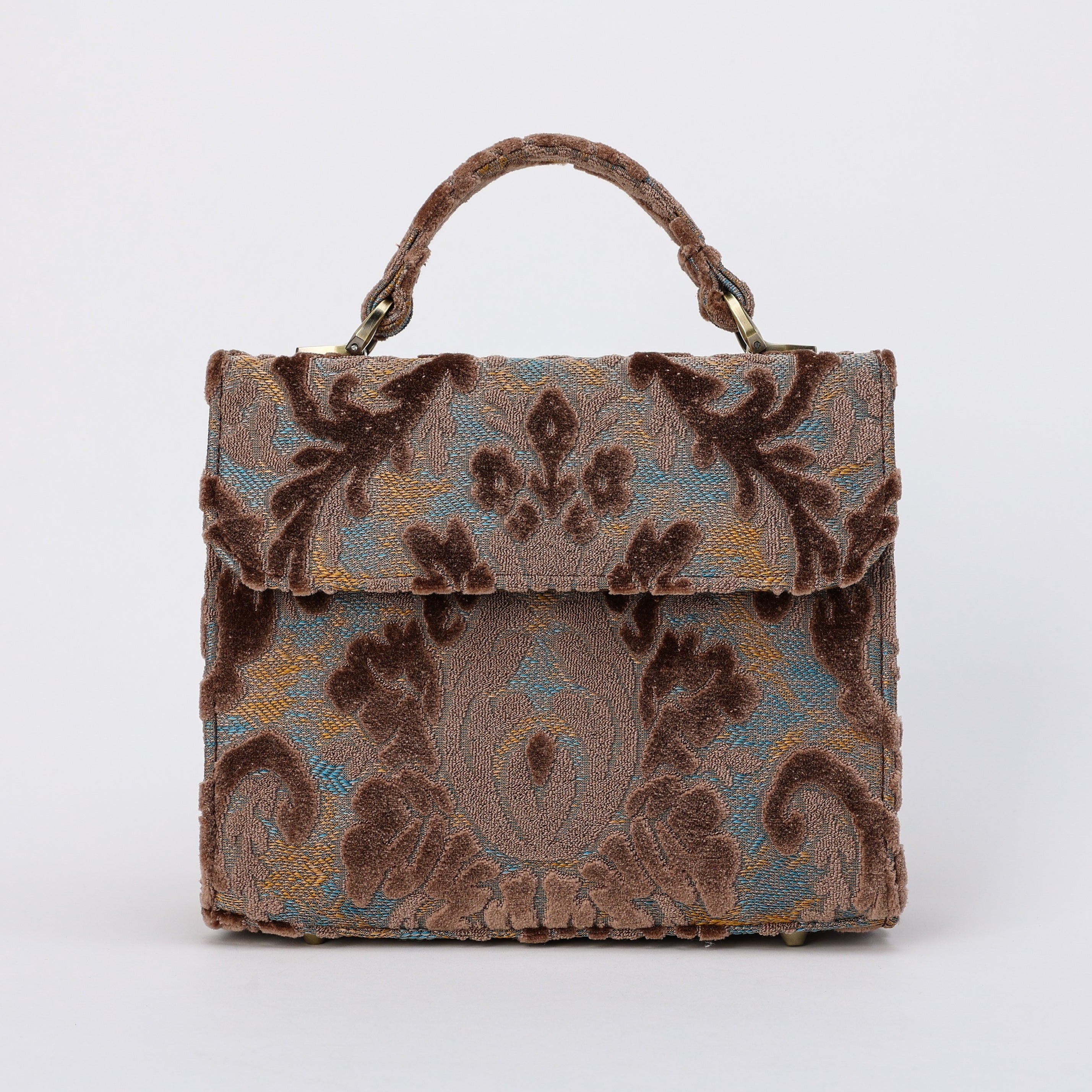 Burnout Velvet Camel Flap Satchel carpet bag MCW Handmade
