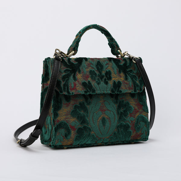Burnout Velvet Jade Green Flap Satchel carpet bag MCW Handmade-1