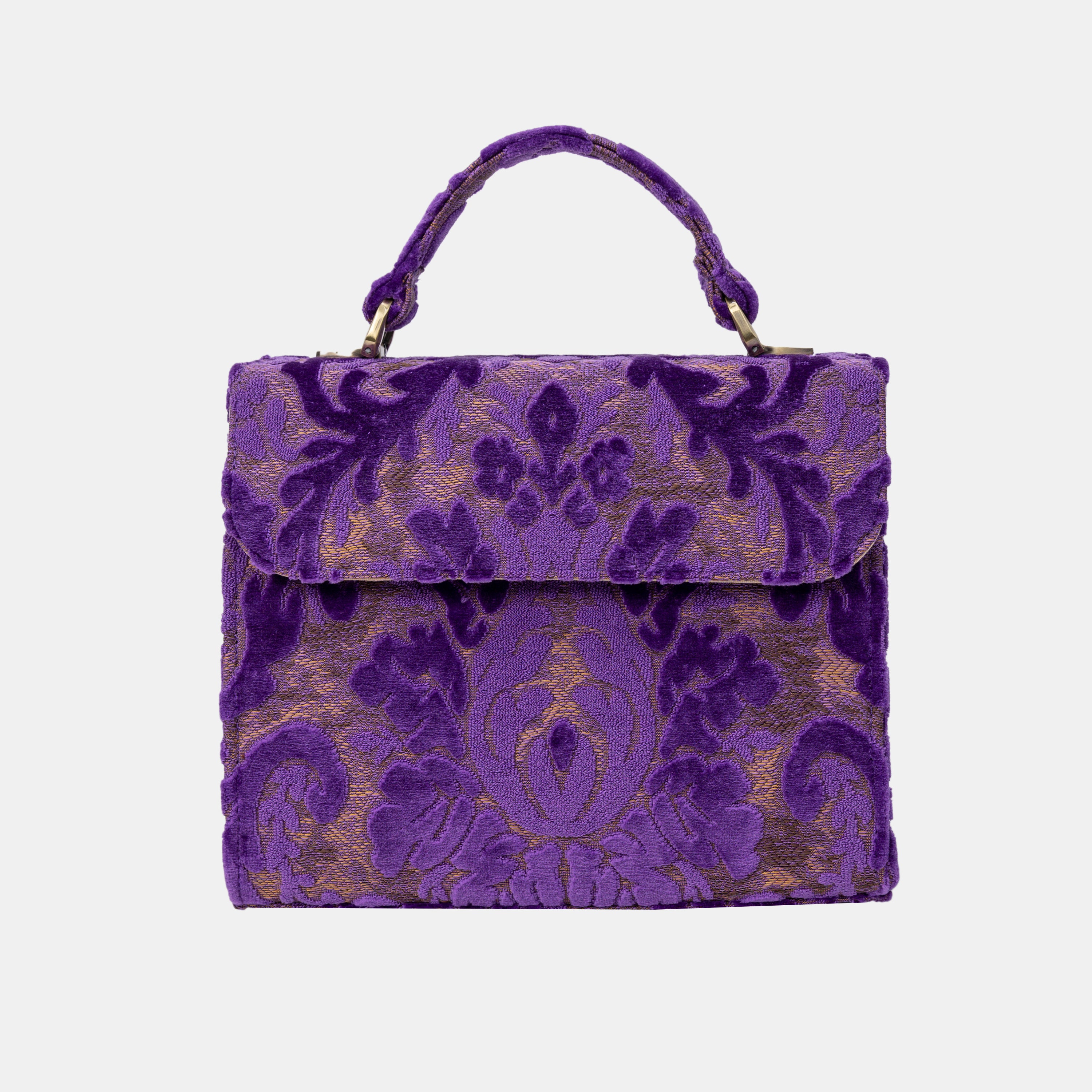 Burnout Velvet Purple Flap Satchel carpet bag MCW Handmade