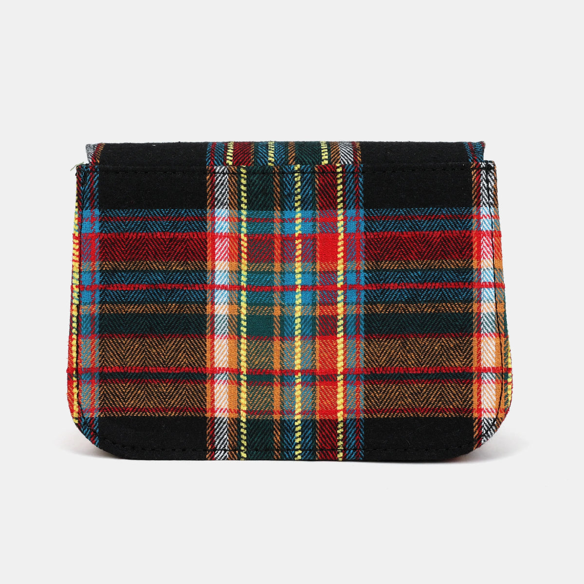 Tartan Stewart Black Flap Crossbody Bag Carpetbag of America back