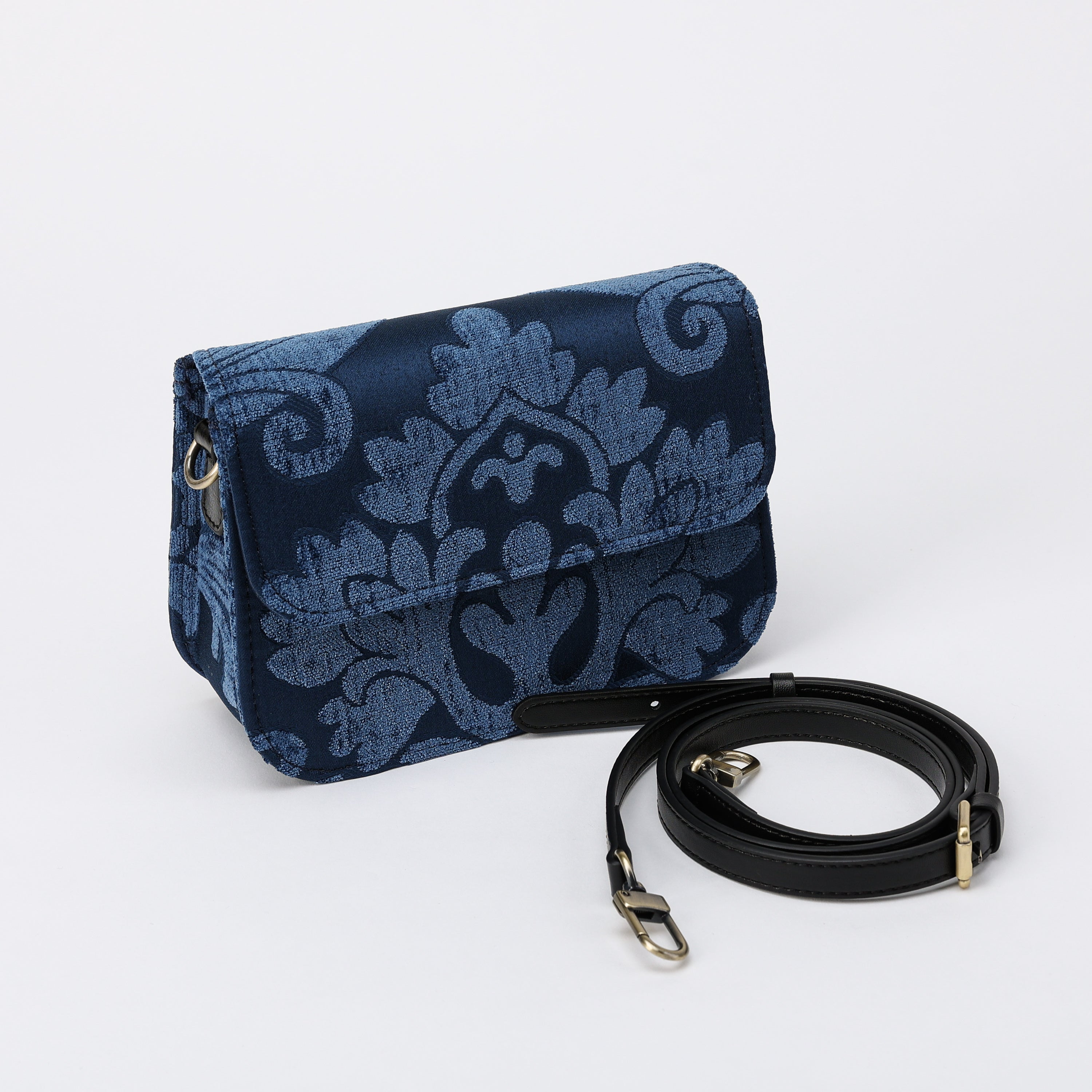 Queen Royal Blue Flap Crossbody Bag carpet bag MCW Handmade-1
