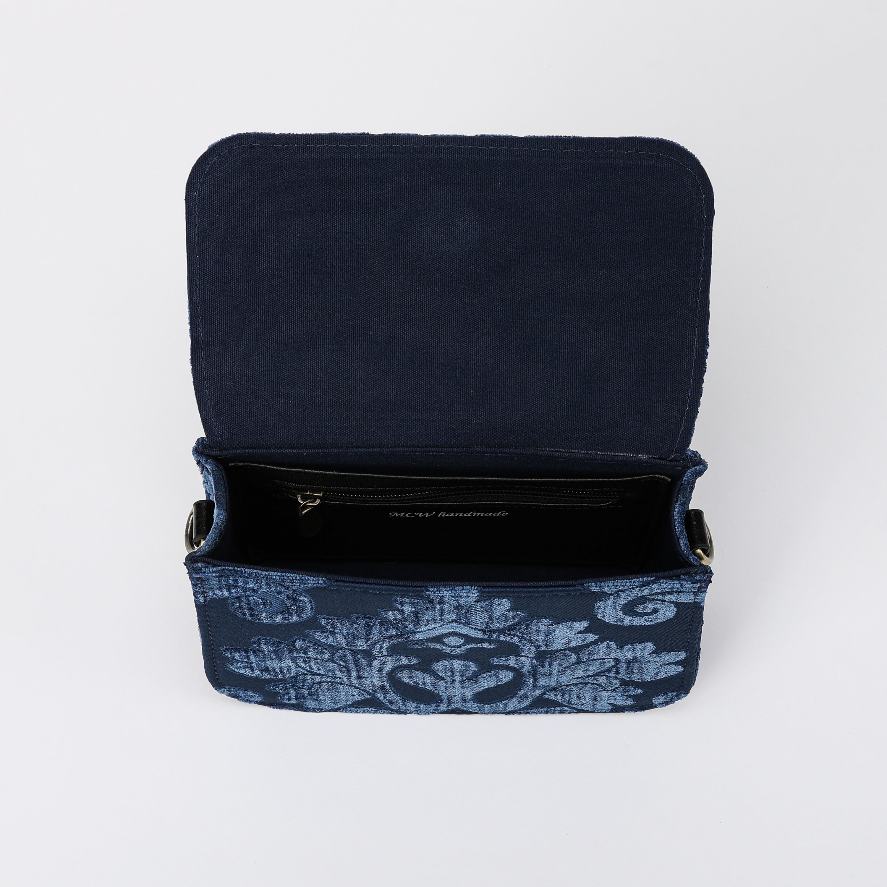 Queen Royal Blue Flap Crossbody Bag carpet bag MCW Handmade-2
