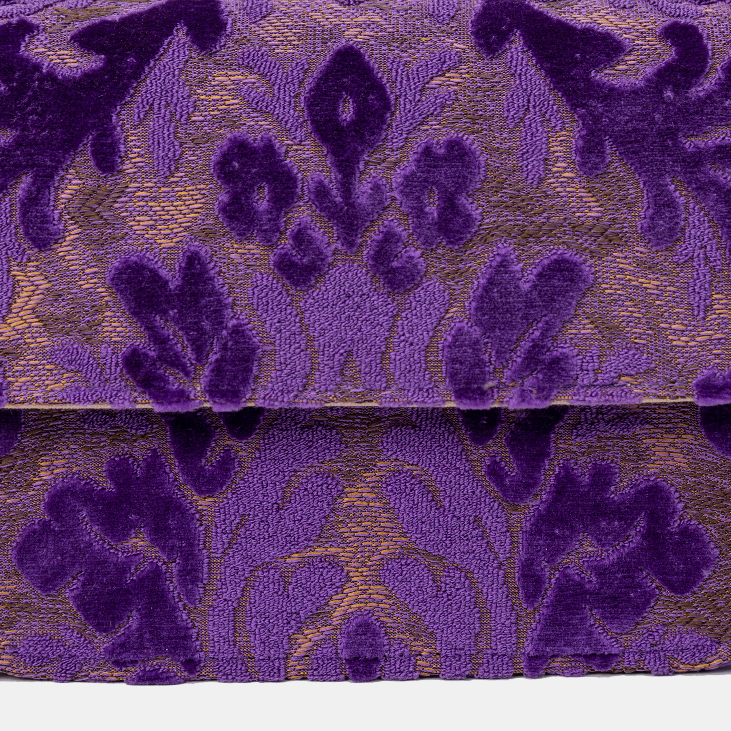 Burnout Velvet Purple Flap Crossbody Bag carpet bag MCW Handmade-5