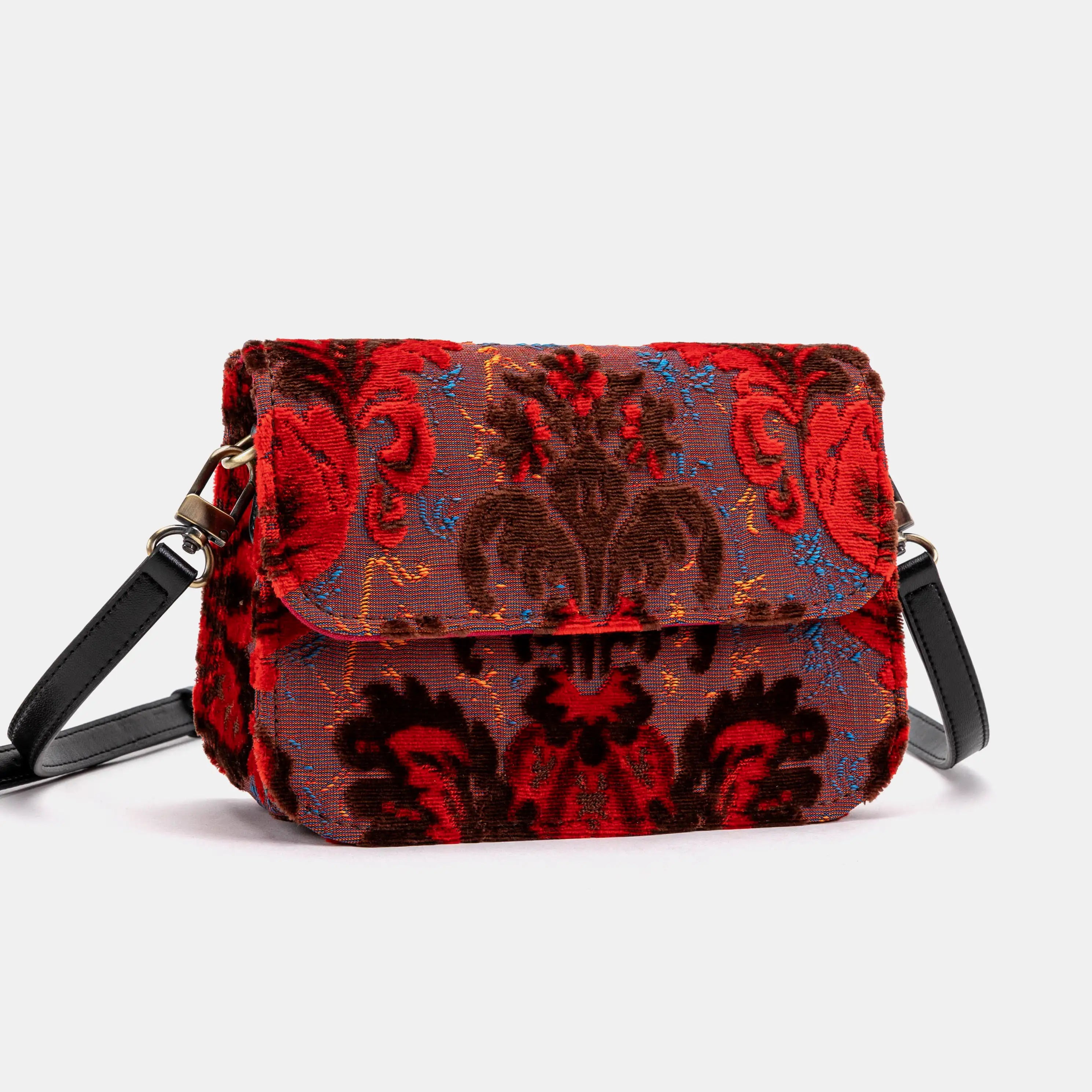 Burnout Velvet Revival Scarlet Flap Crossbody Bag of America main