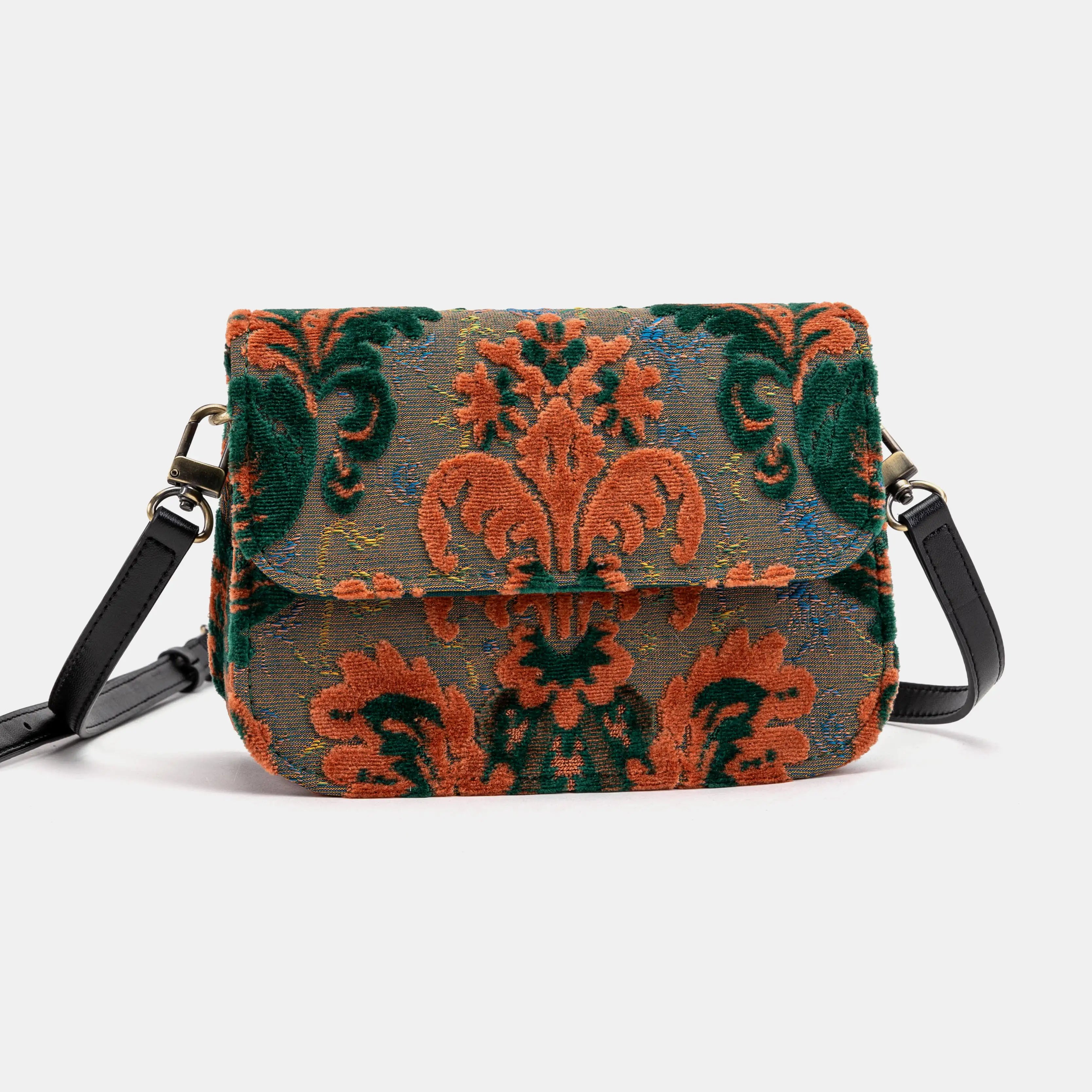 Burnout Velvet Revival Jade Flap Crossbody Bag of America main