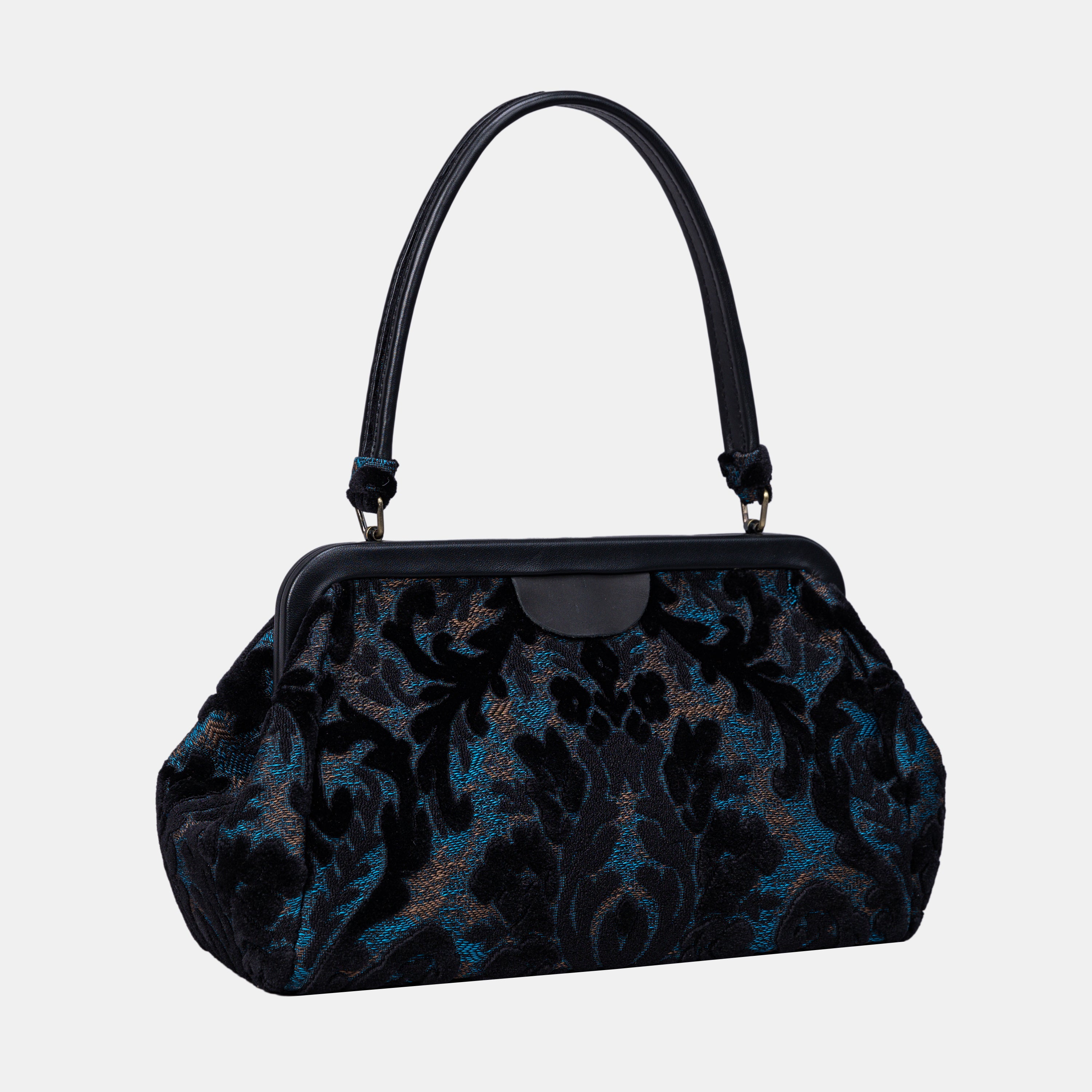 Burnout Velvet Black Shoulder Bag