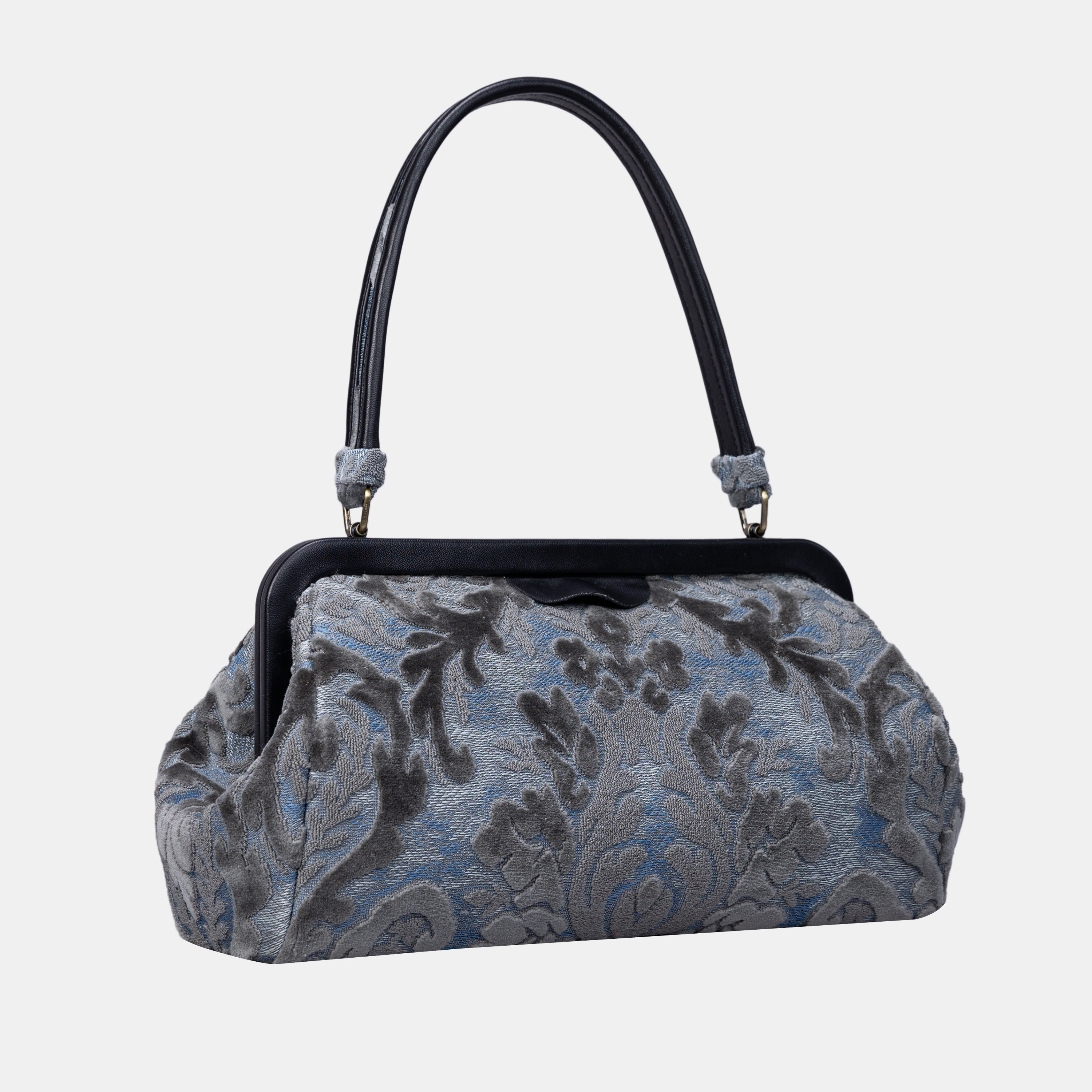 Burnout Velvet Steel Blue Shoulder Bag