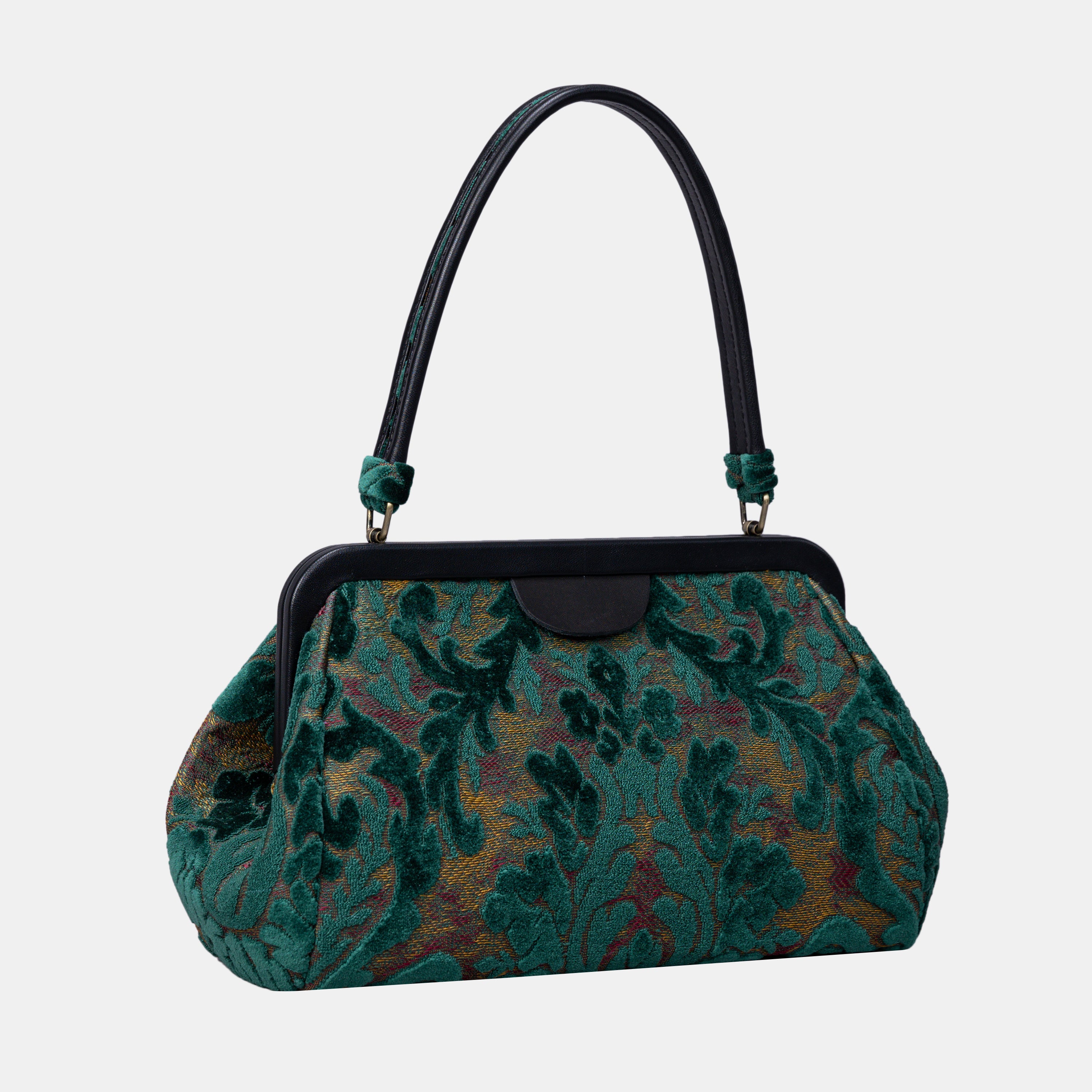 Burnout Velvet Jade Green Shoulder Bag